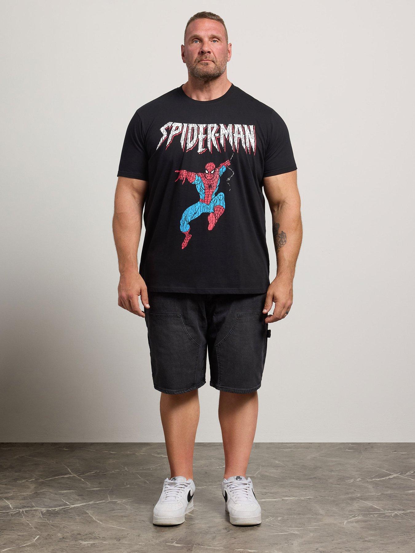 Image 3 of 4 of BadRhino Spiderman Print T-Shirt - Black