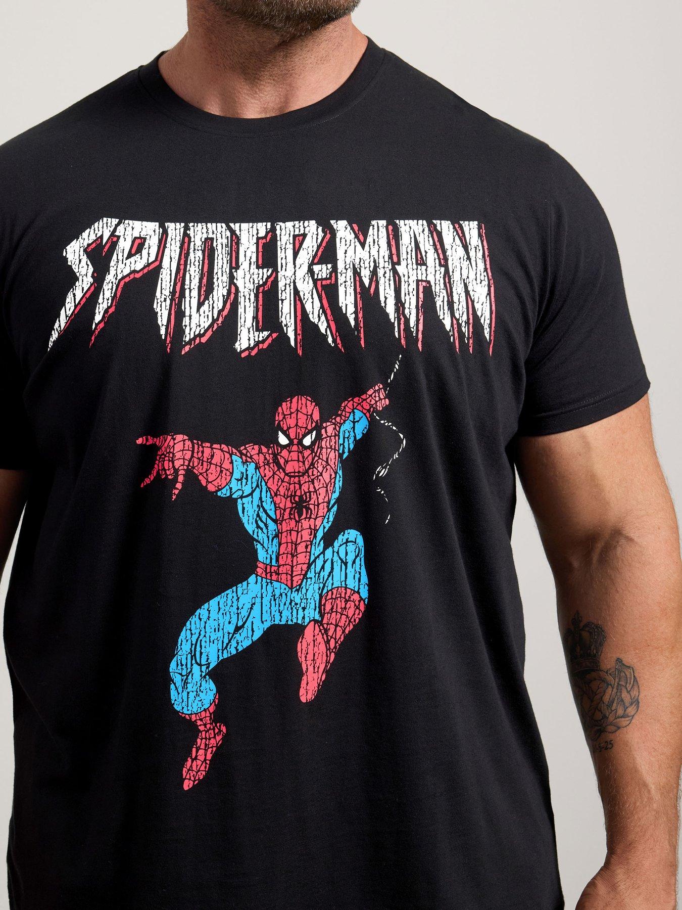 Image 4 of 4 of BadRhino Spiderman Print T-Shirt - Black