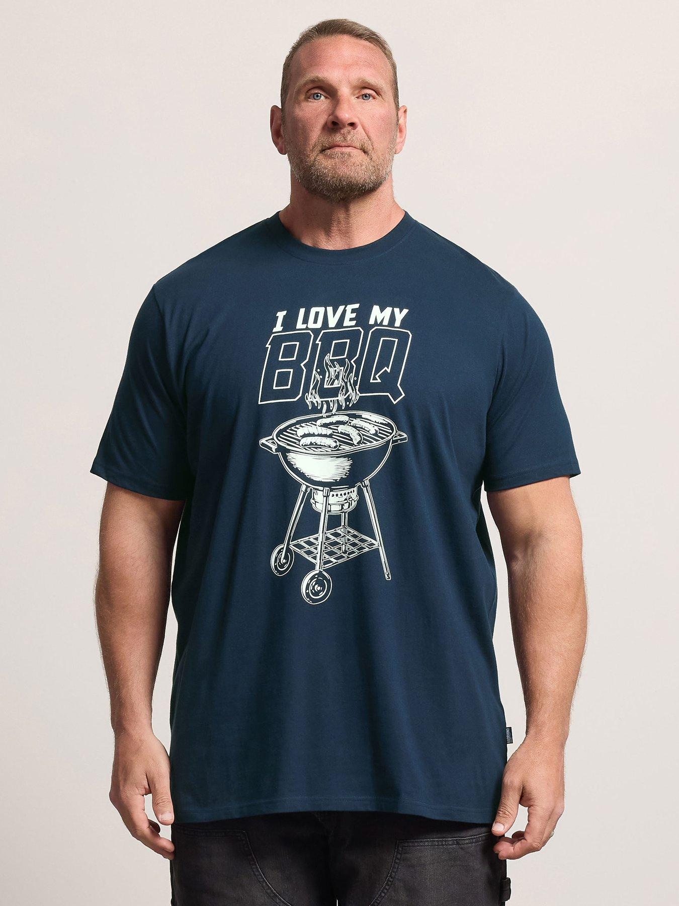BadRhino My Bbq' Placement T-Shirt Extra Long, Blue, Size 4Xl, Men