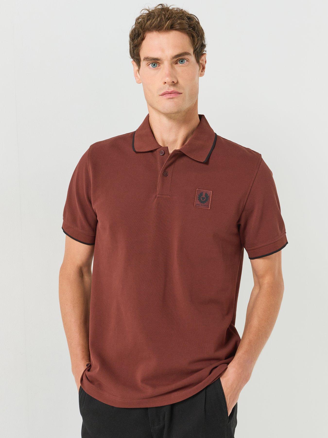 Belstaff Logo Patch Regular Fit Polo Shirt - Dark Red
