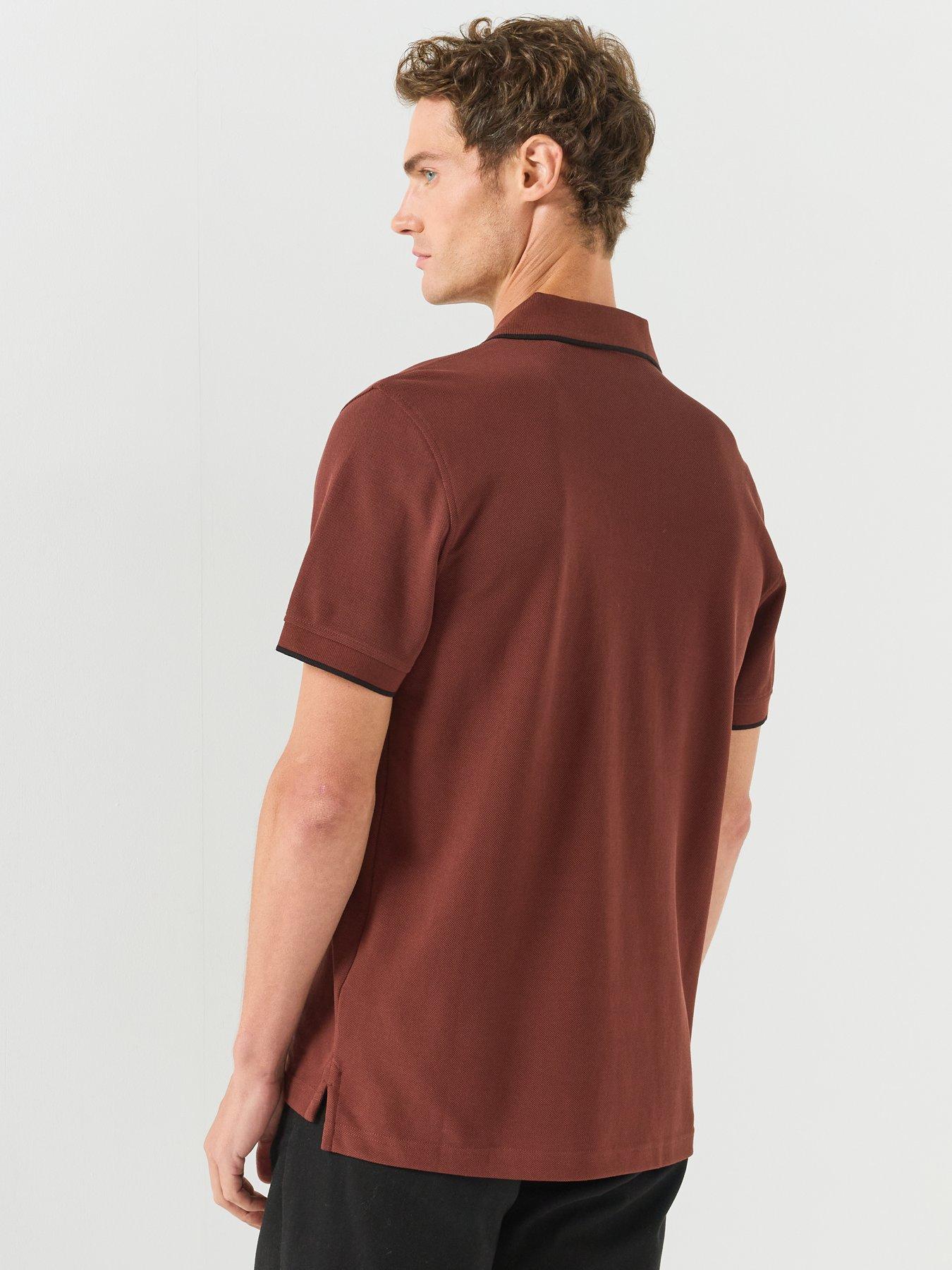 Image 2 of 6 of Belstaff Logo Patch Regular Fit Polo Shirt - Dark Red