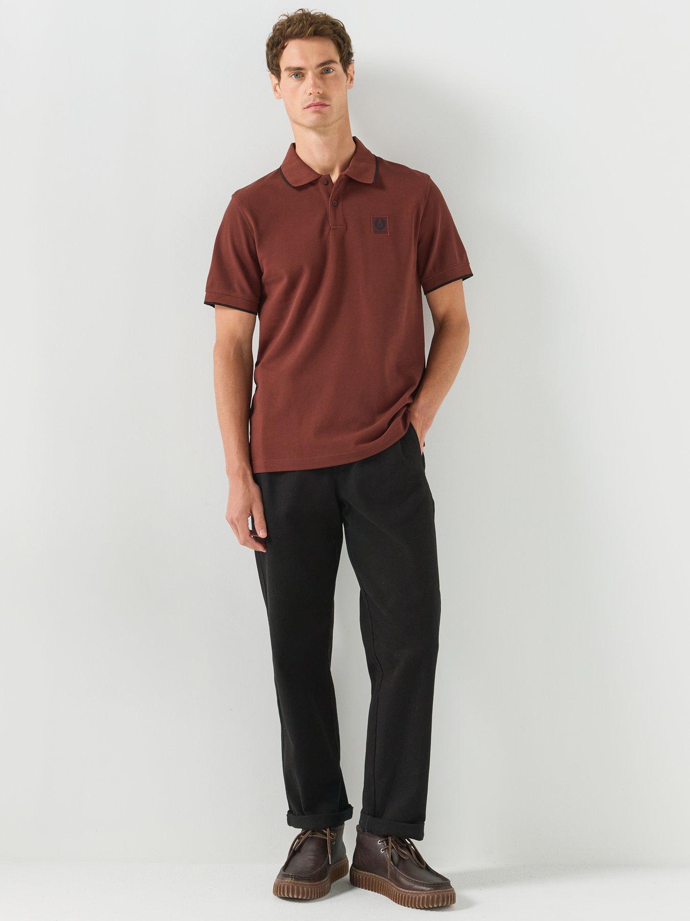 Image 3 of 6 of Belstaff Logo Patch Regular Fit Polo Shirt - Dark Red