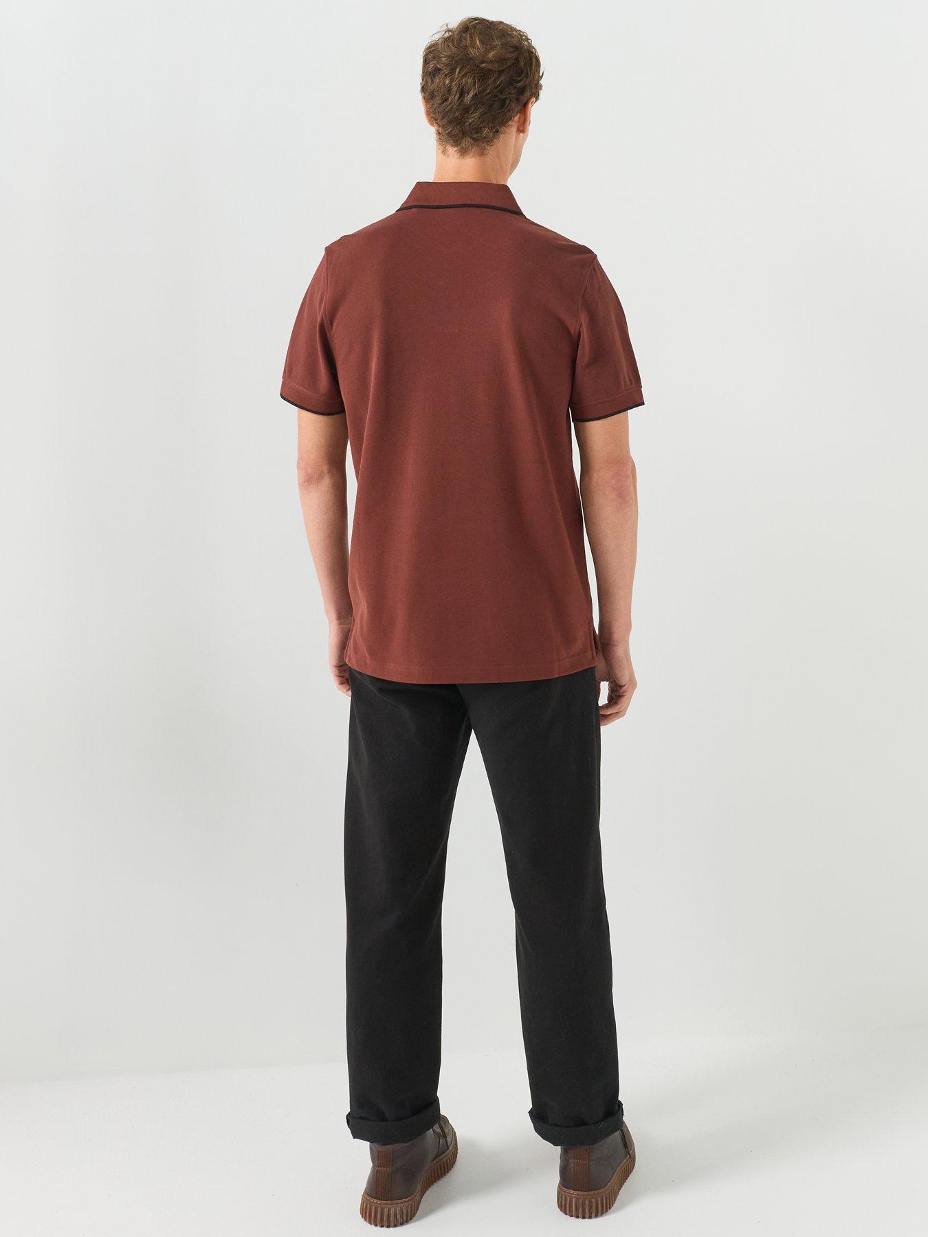 Image 6 of 6 of Belstaff Logo Patch Regular Fit Polo Shirt - Dark Red