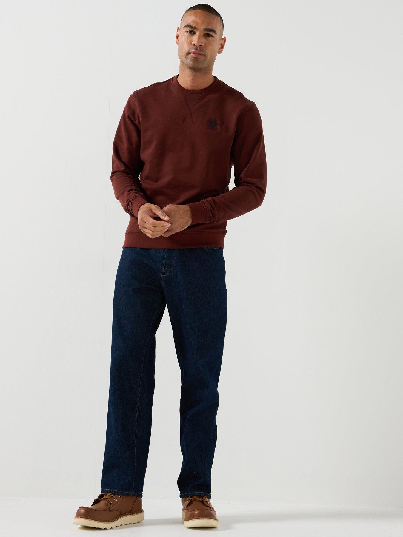 Image 3 of 5 of Belstaff Logo Patch Regular Fit Crew Sweatshirt - Dark Red