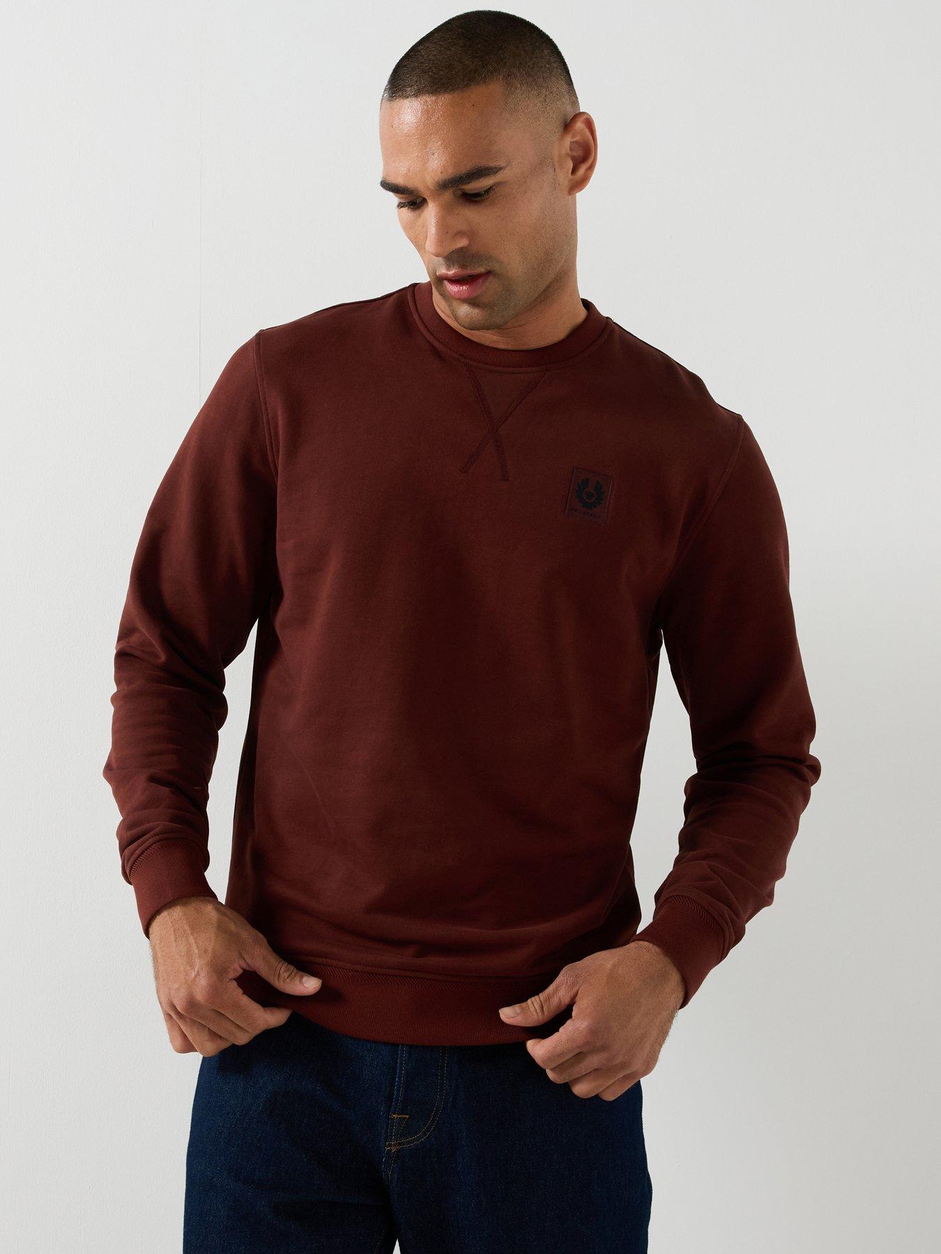 Image 4 of 5 of Belstaff Logo Patch Regular Fit Crew Sweatshirt - Dark Red