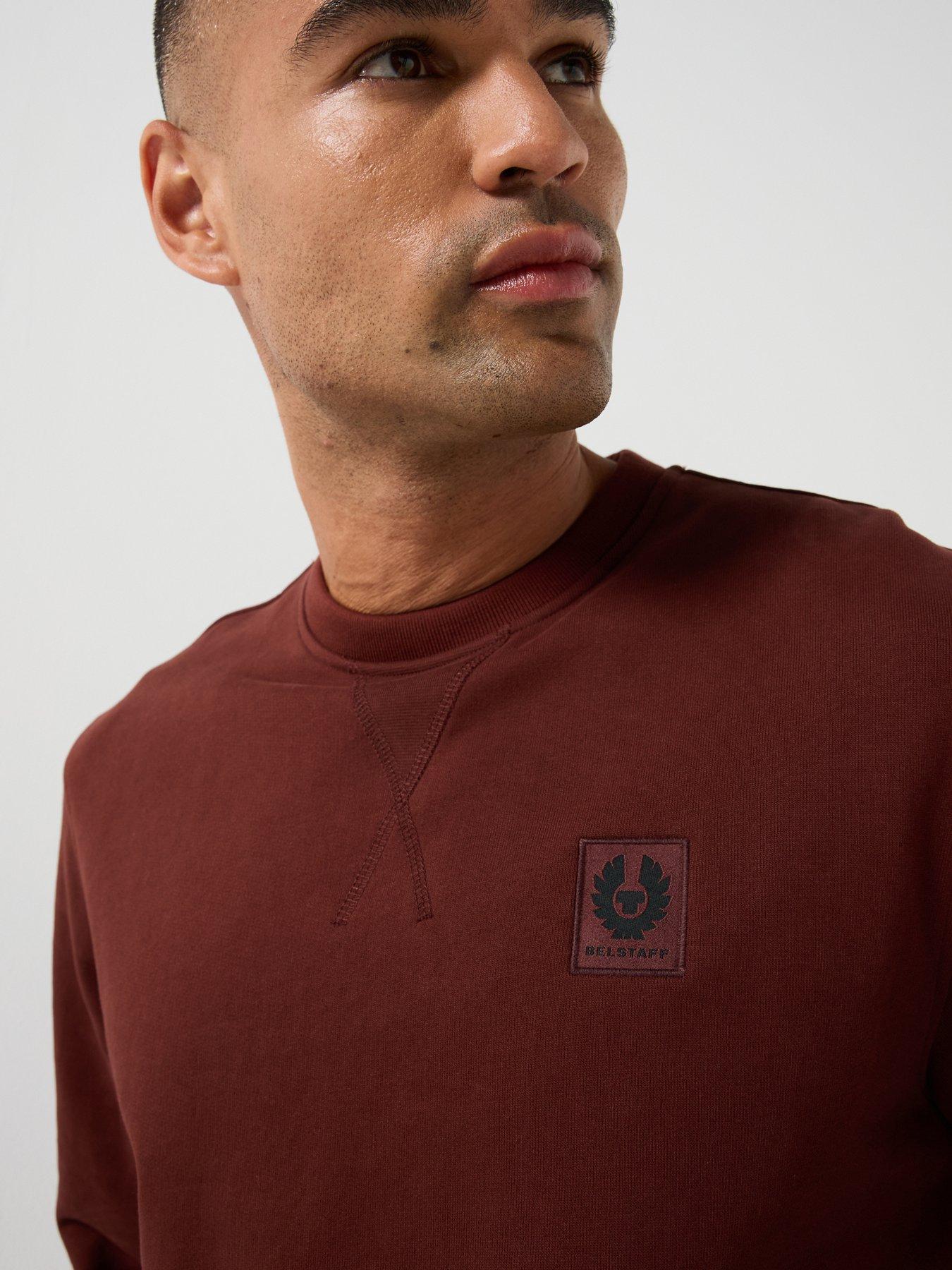 Image 5 of 5 of Belstaff Logo Patch Regular Fit Crew Sweatshirt - Dark Red