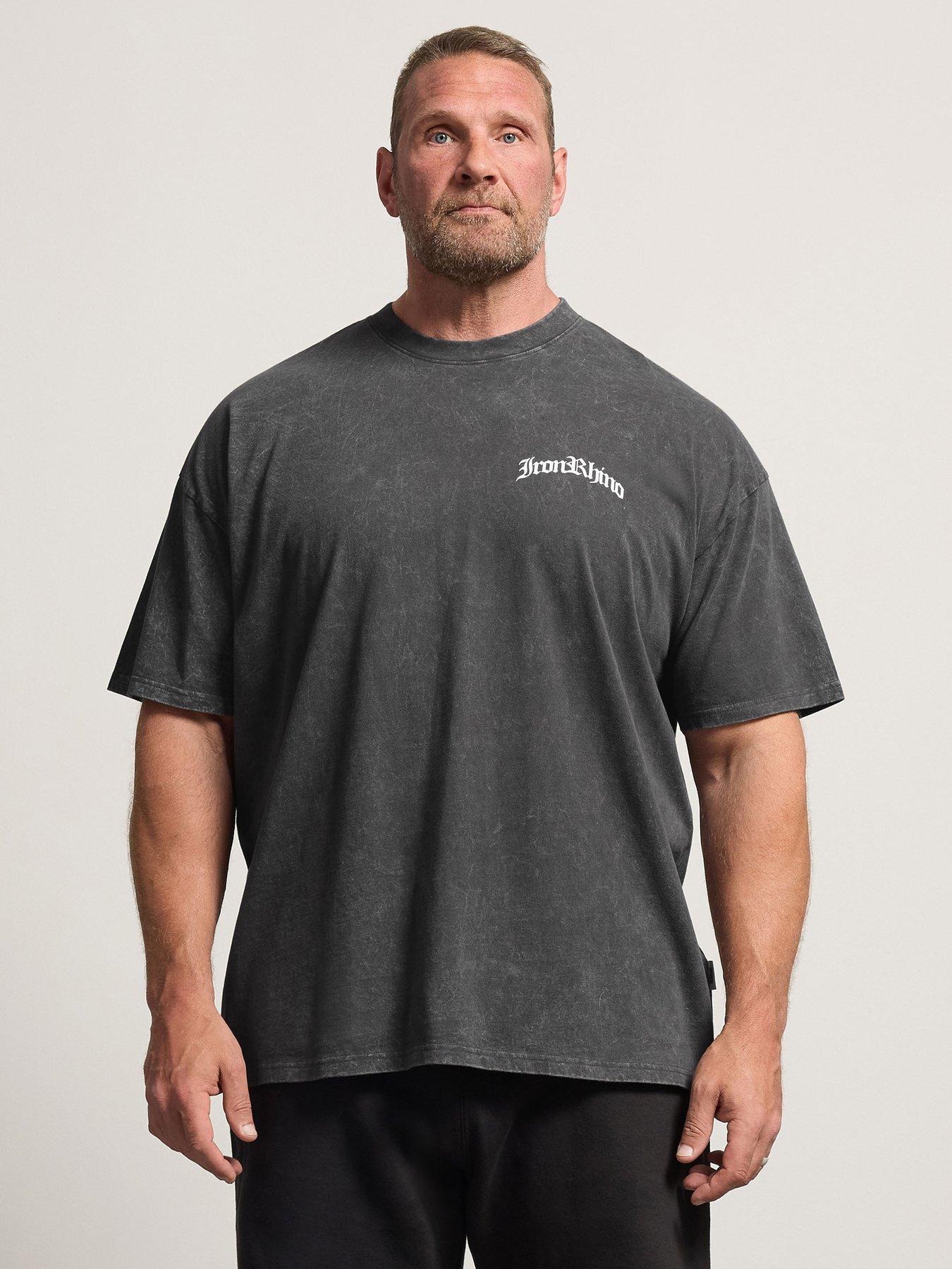 Image 1 of 4 of BadRhino Ironrhino Acid Wash Old English T-Shirt - Grey