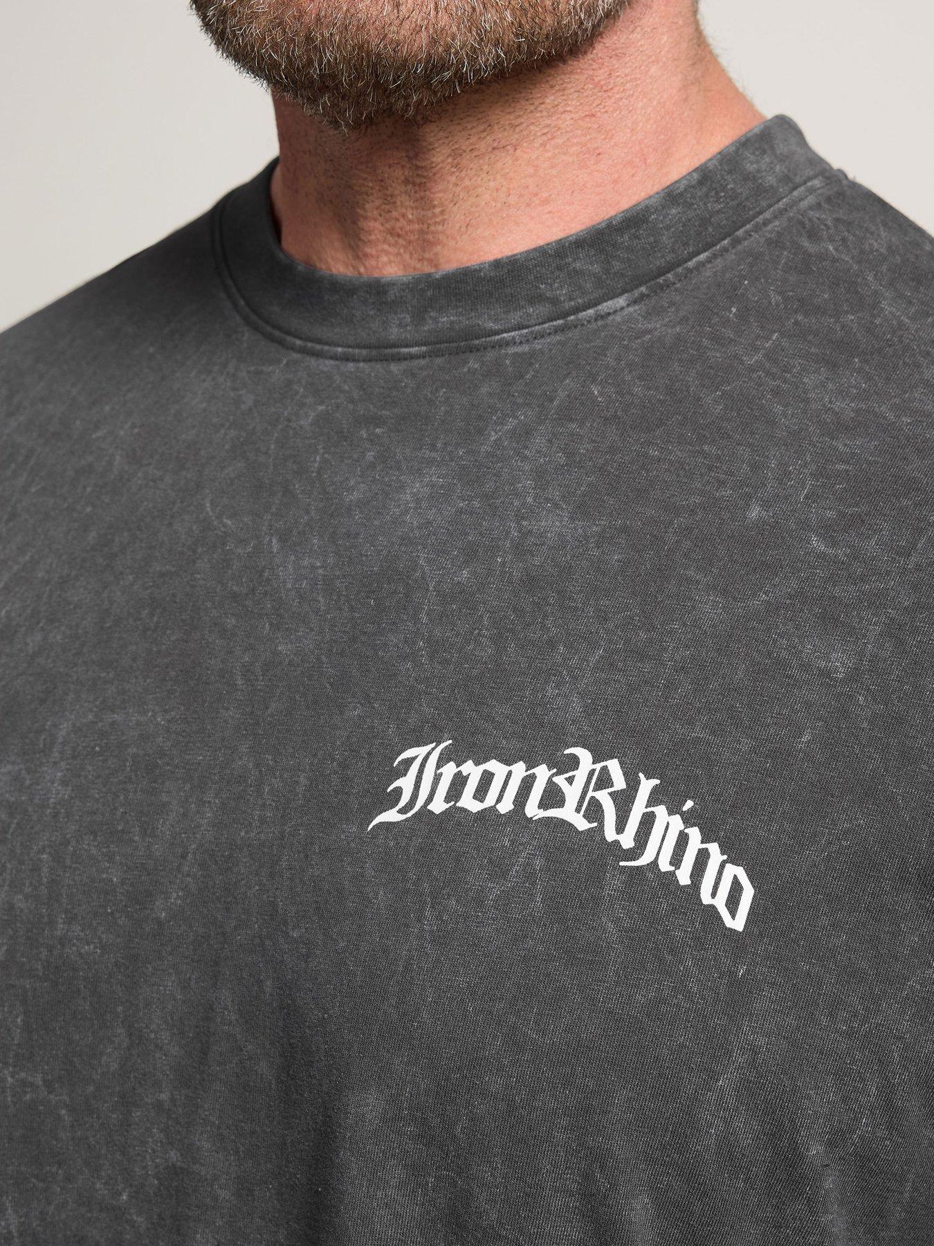Image 4 of 4 of BadRhino Ironrhino Acid Wash Old English T-Shirt - Grey