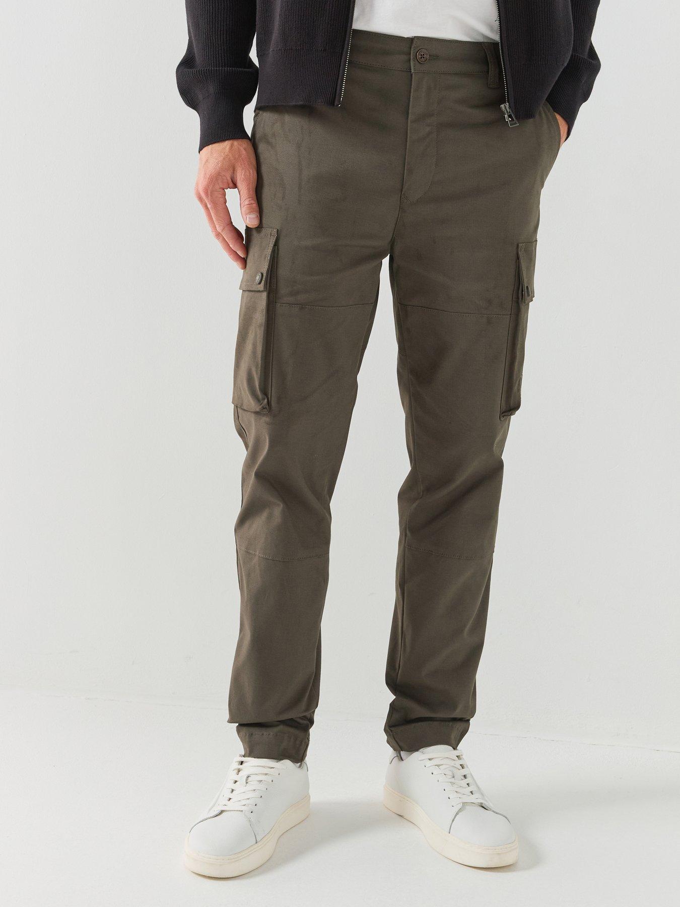 Image 1 of 6 of Belstaff Mens Route Stretch Cotton Cargo Trousers - Dark Khaki