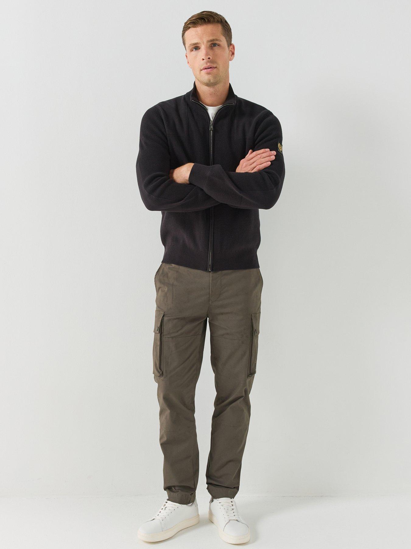 Image 3 of 6 of Belstaff Mens Route Stretch Cotton Cargo Trousers - Dark Khaki