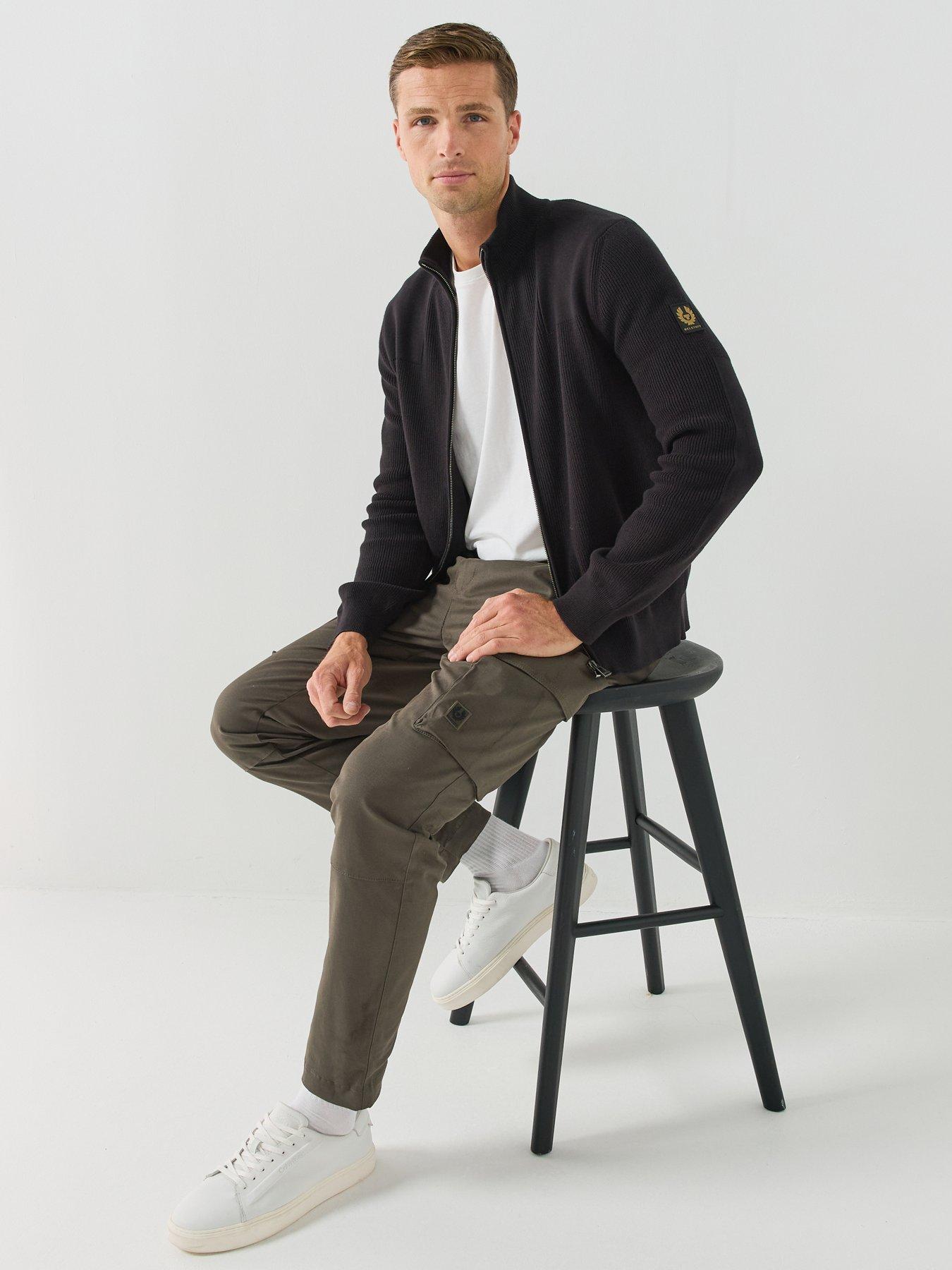 Image 4 of 6 of Belstaff Mens Route Stretch Cotton Cargo Trousers - Dark Khaki