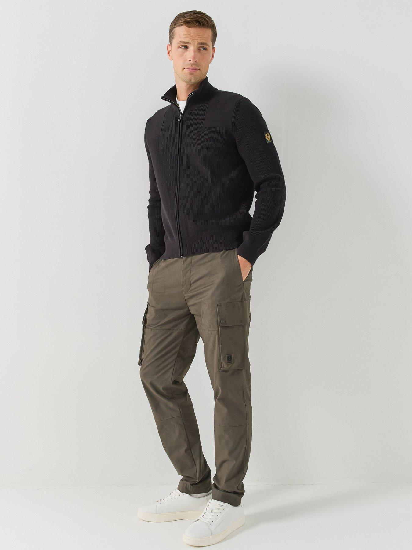 Image 5 of 6 of Belstaff Mens Route Stretch Cotton Cargo Trousers - Dark Khaki