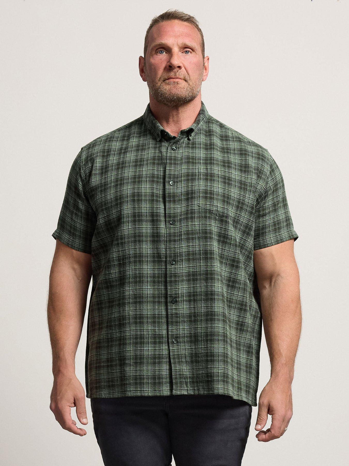 BadRhino Short Sleeve Check Print Shirt, Green, Size 2Xl, Men