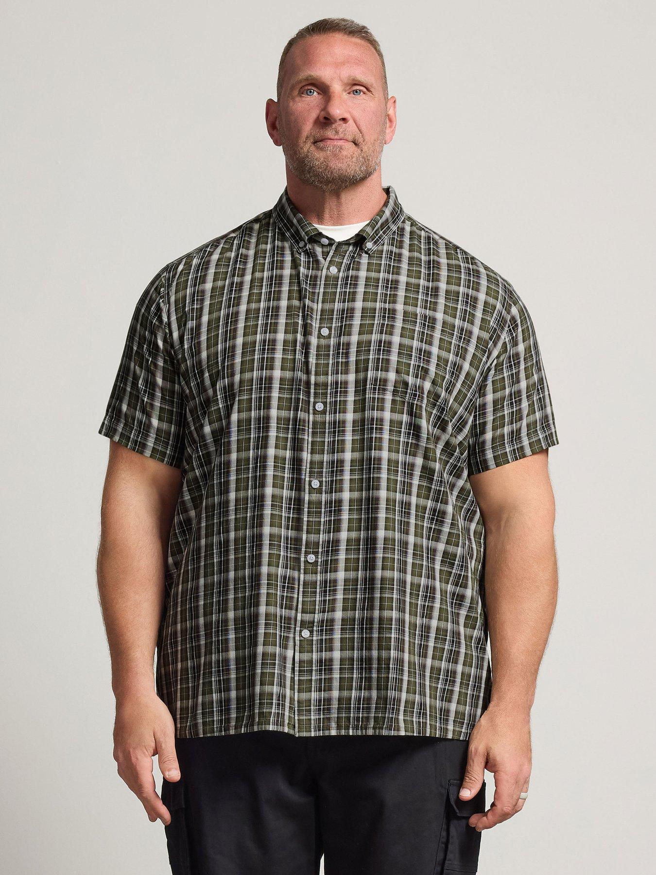 BadRhino Short Sleeve Check Print Shirt, Green, Size 2Xl, Men