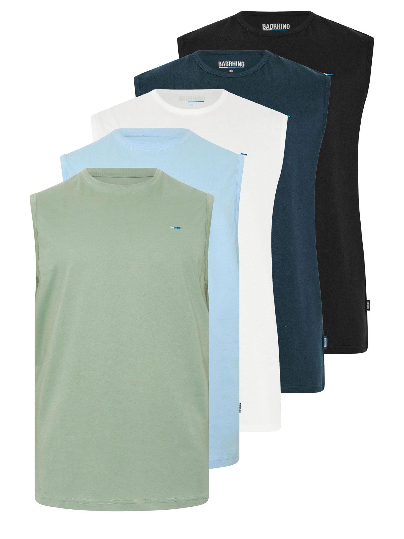 Image 1 of 4 of BadRhino 5 Pack Muscle Vests Extra Long - Green