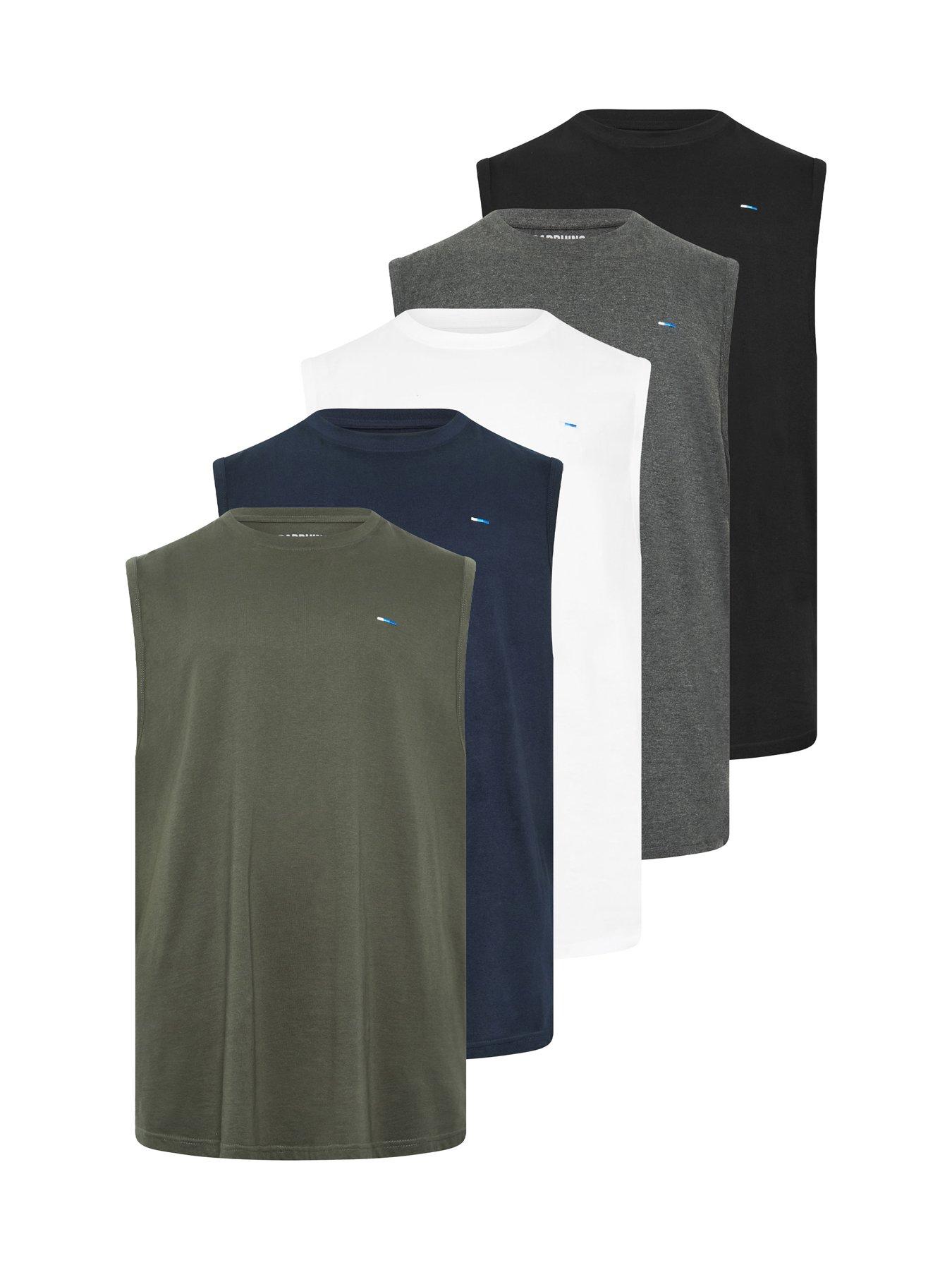 Image 1 of 4 of BadRhino 5 Pack Muscle Vests Extra Long - Black