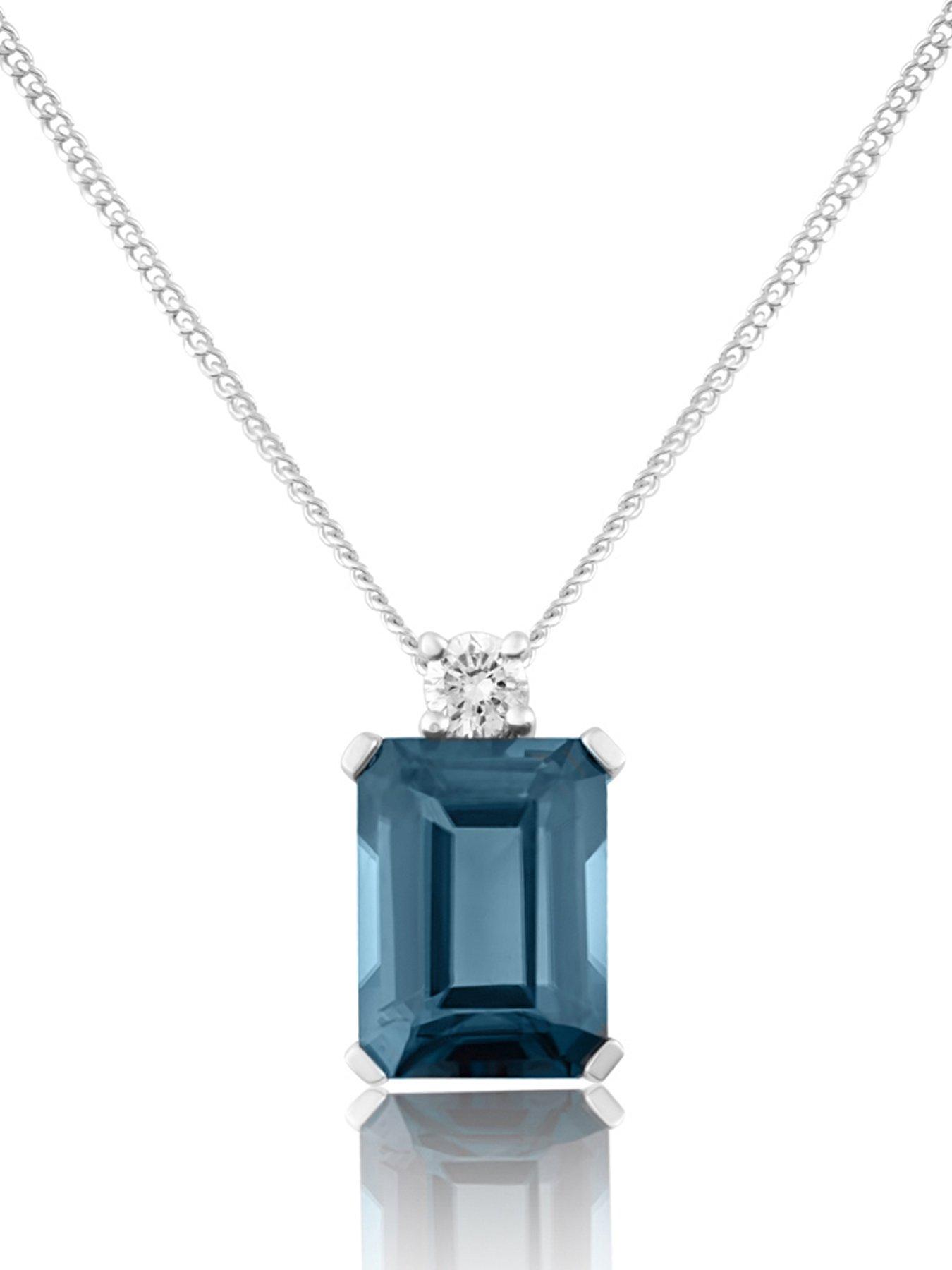Love DIAMOND London Blue Topaz Emerald Necklace