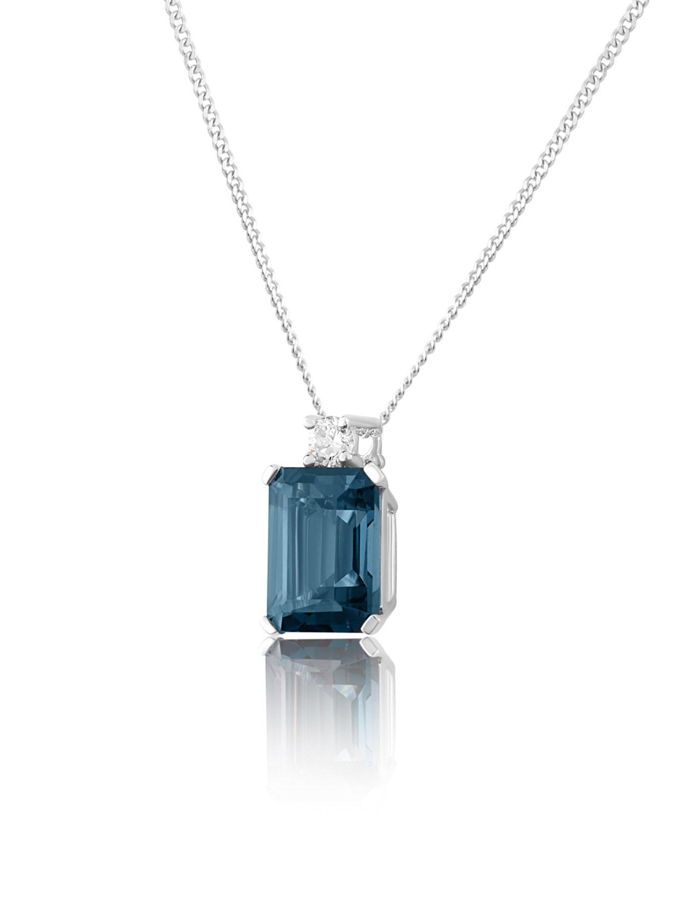 Image 3 of 5 of Love DIAMOND London Blue Topaz Emerald Necklace