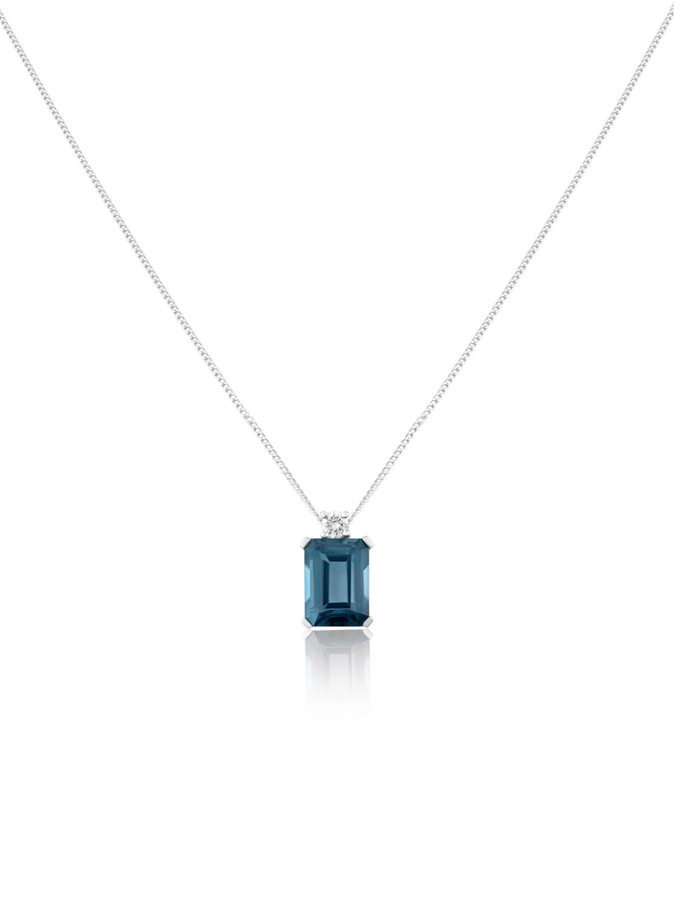 Image 4 of 5 of Love DIAMOND London Blue Topaz Emerald Necklace