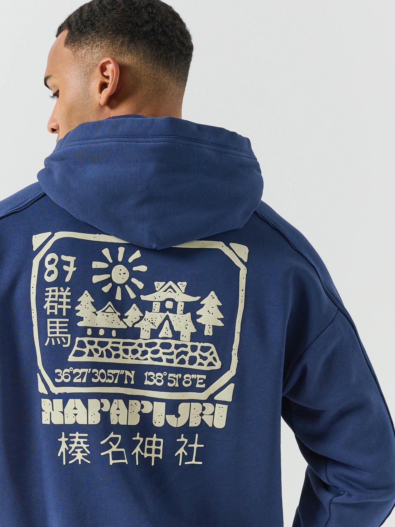 Image 2 of 6 of NAPAPIJRI Mens Teza Black Hoodie Tee - Navy