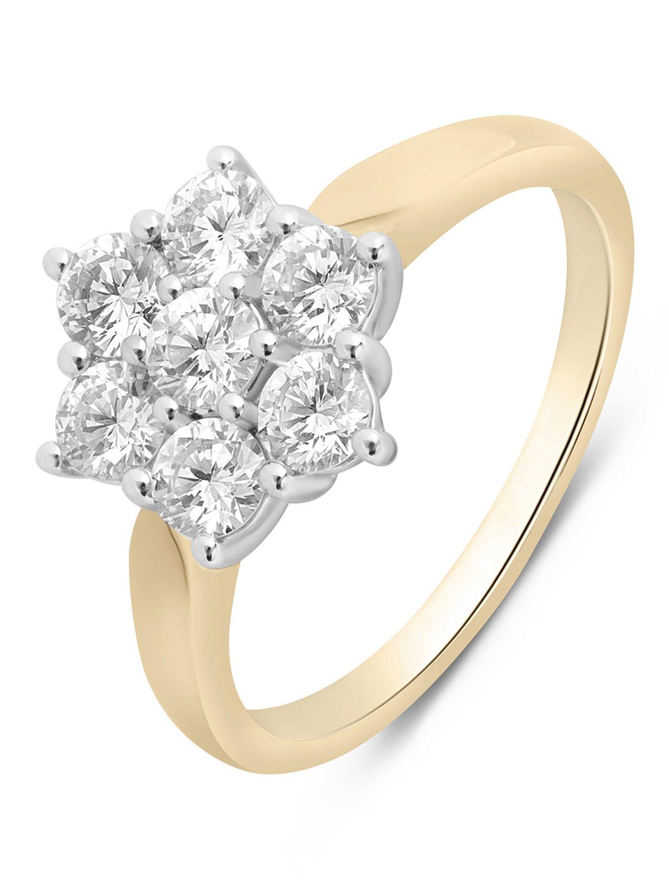 Love DIAMOND 18ct Plated Lab-Grown 1.00CT Diamond Cluster Ring