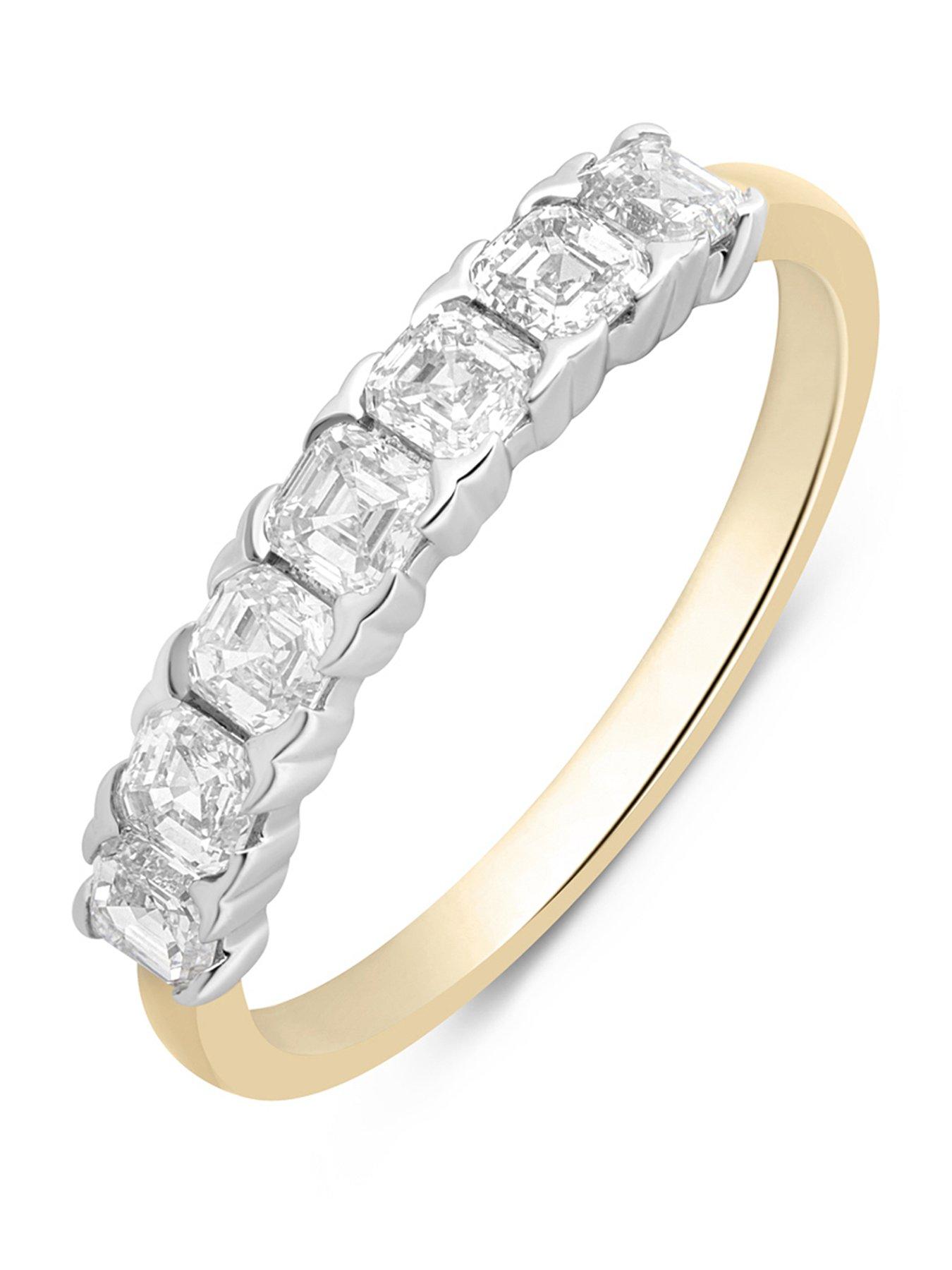 Love DIAMOND 18ct Plated Lab-Grown Diamond 0.70CT Asscher Cut Seven Stone Ring