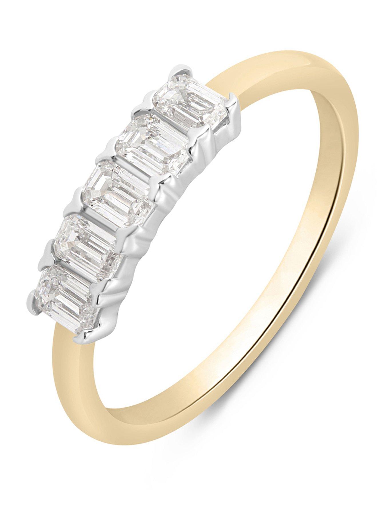 Love DIAMOND 9ct Lab-Grown Diamond 0.50CT Emerald Cut Five Stone Ring