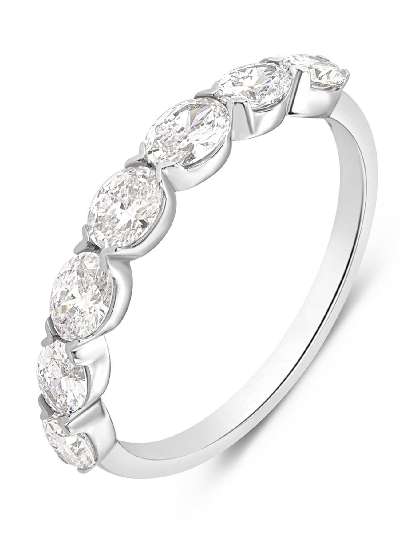 Love DIAMOND Platinum Plated Lab-Grown Diamond 0.70CT Oval Cut Five Stone Ring