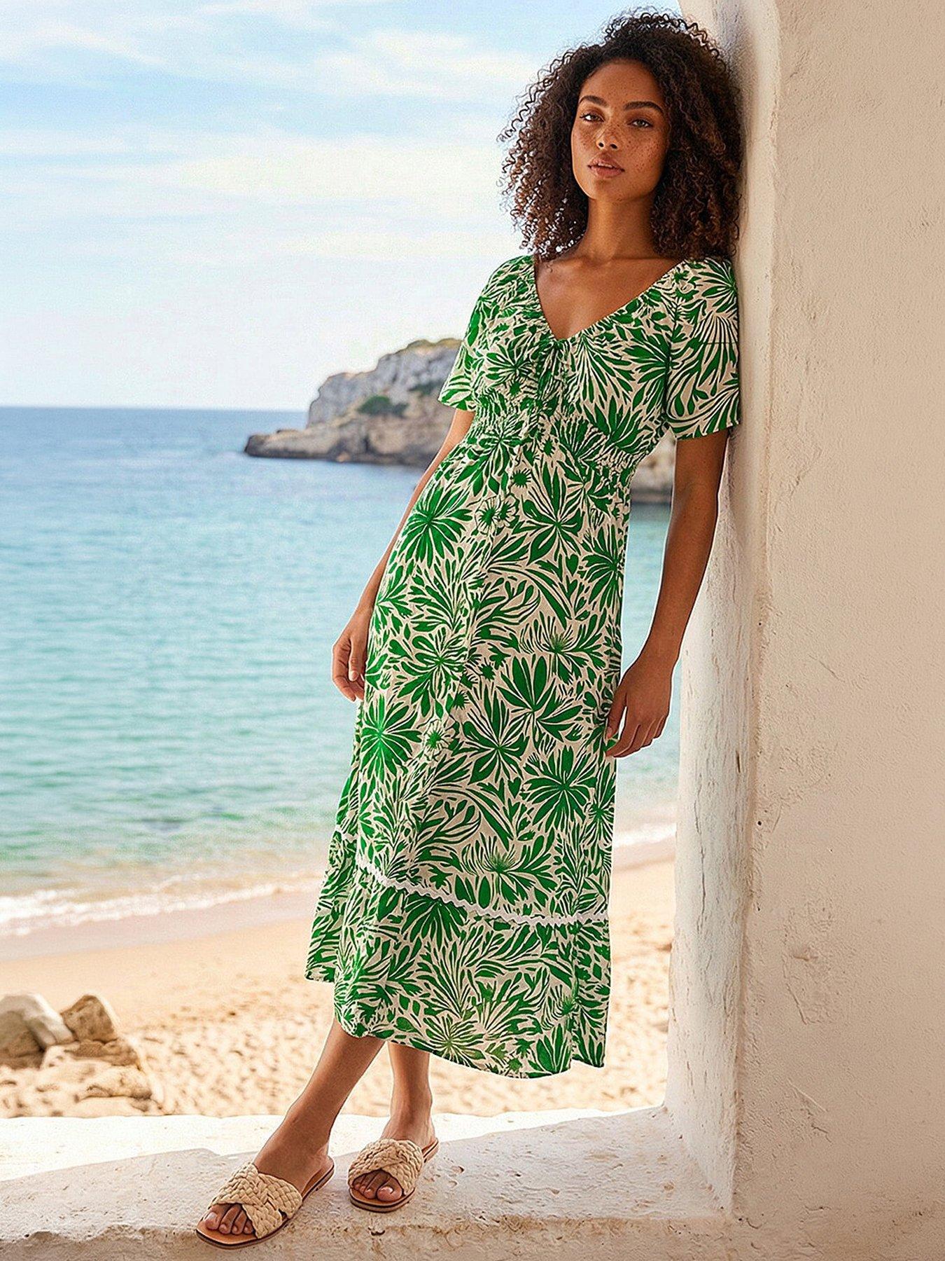Roman Dusk Abstract Ric Rac Trim Dress