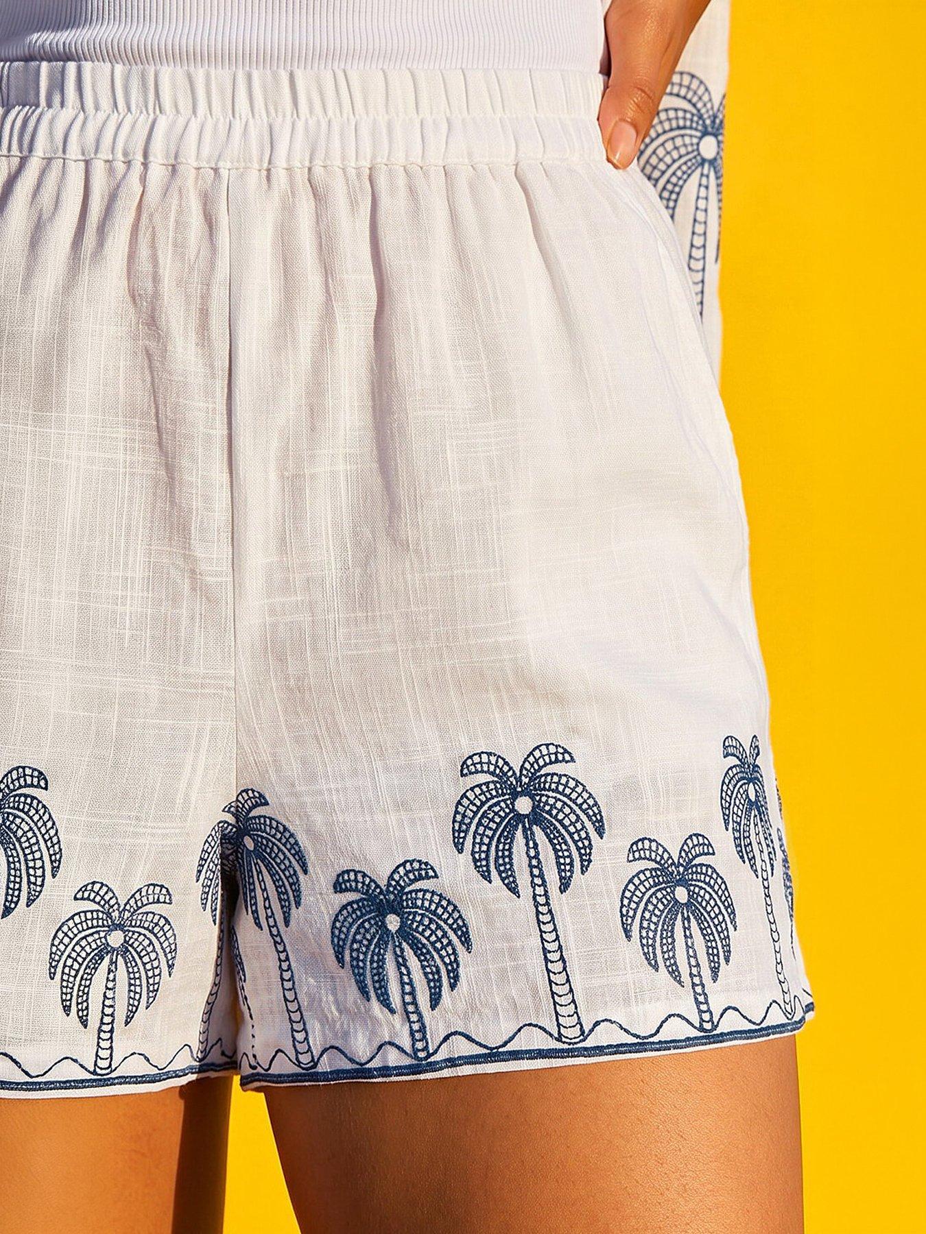 Image 3 of 4 of Roman Dusk Palm Embroidered Shorts
