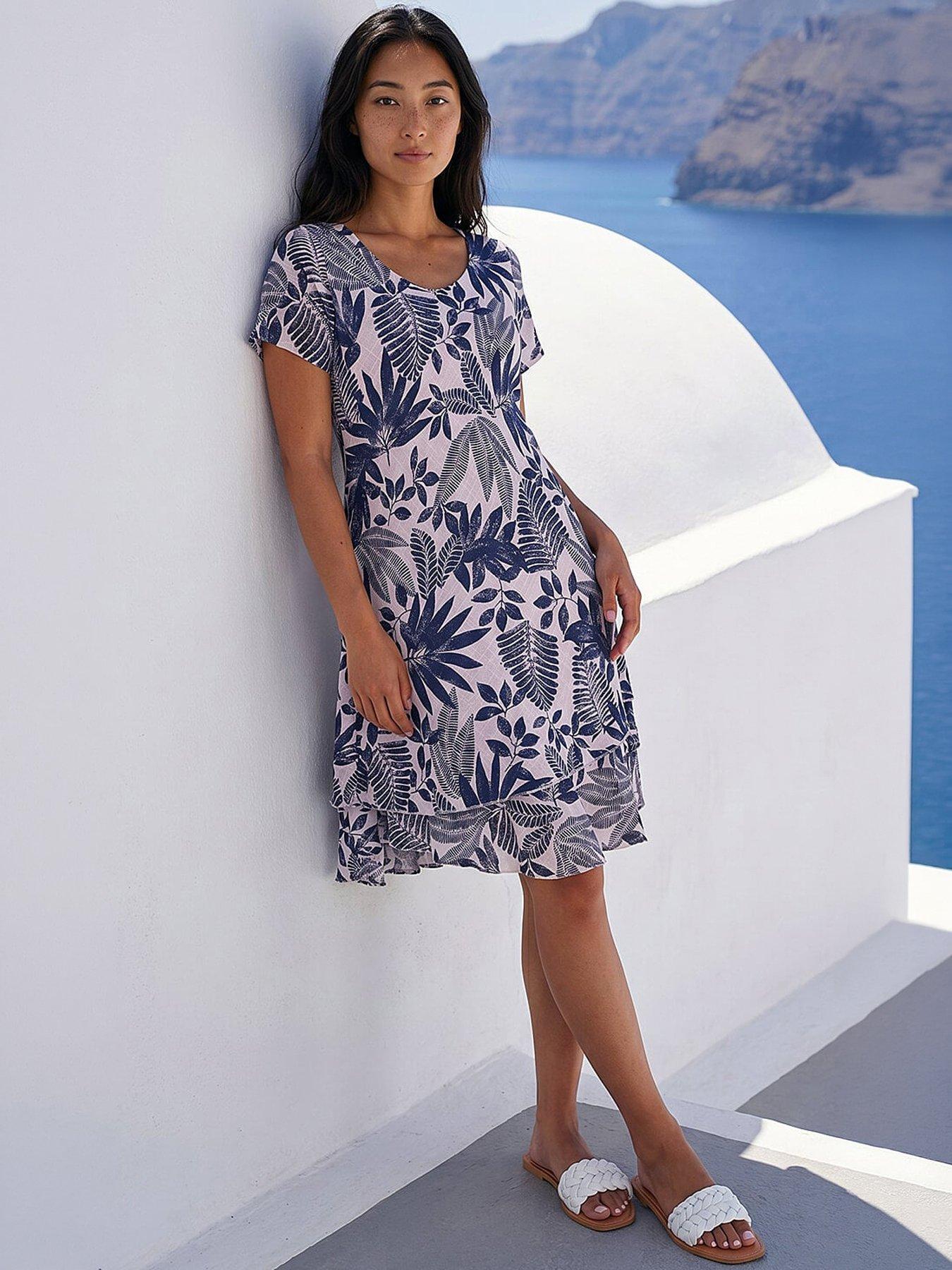 Roman Petite Floral Layer Hem Mini Dress