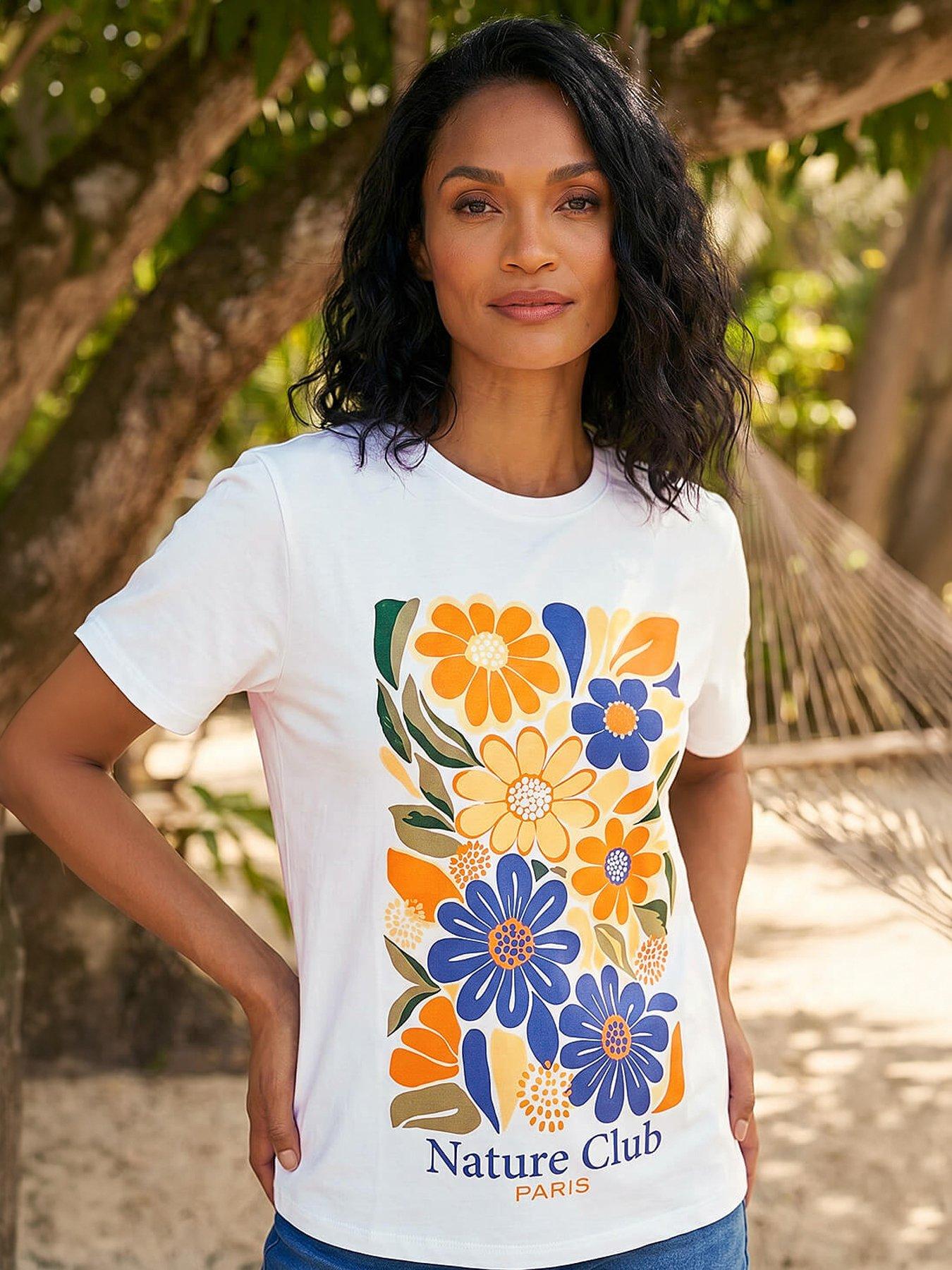 Roman Dusk Floral Placement Print T-Shirt