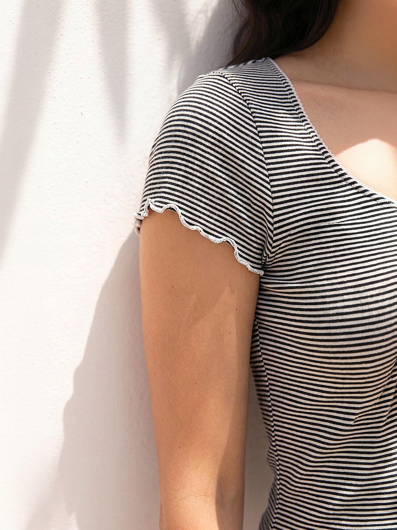 Image 3 of 4 of Roman Dusk Stripe Frill Hem Top