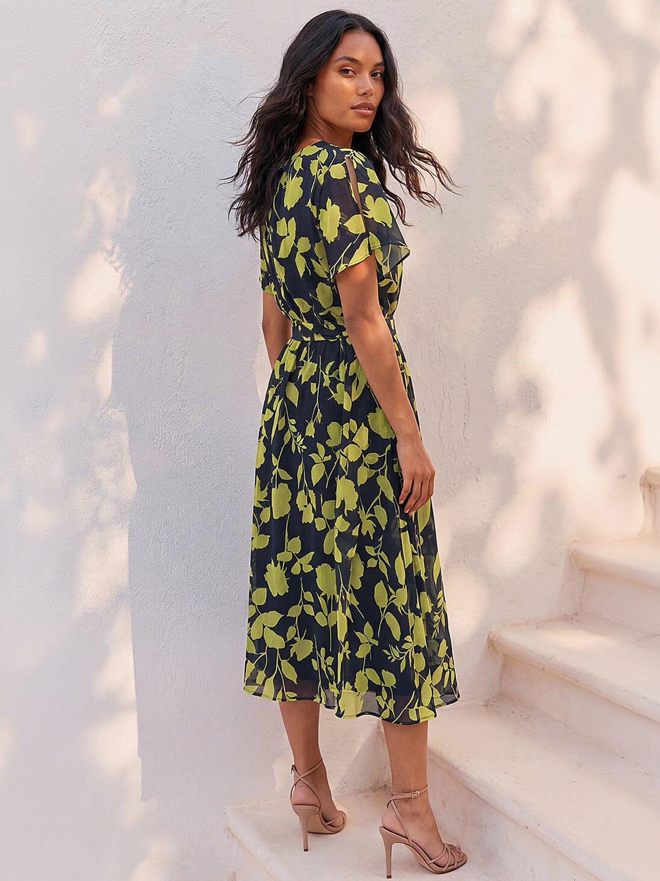 Image 3 of 4 of Roman Floral Split Sleeve Midi Dress