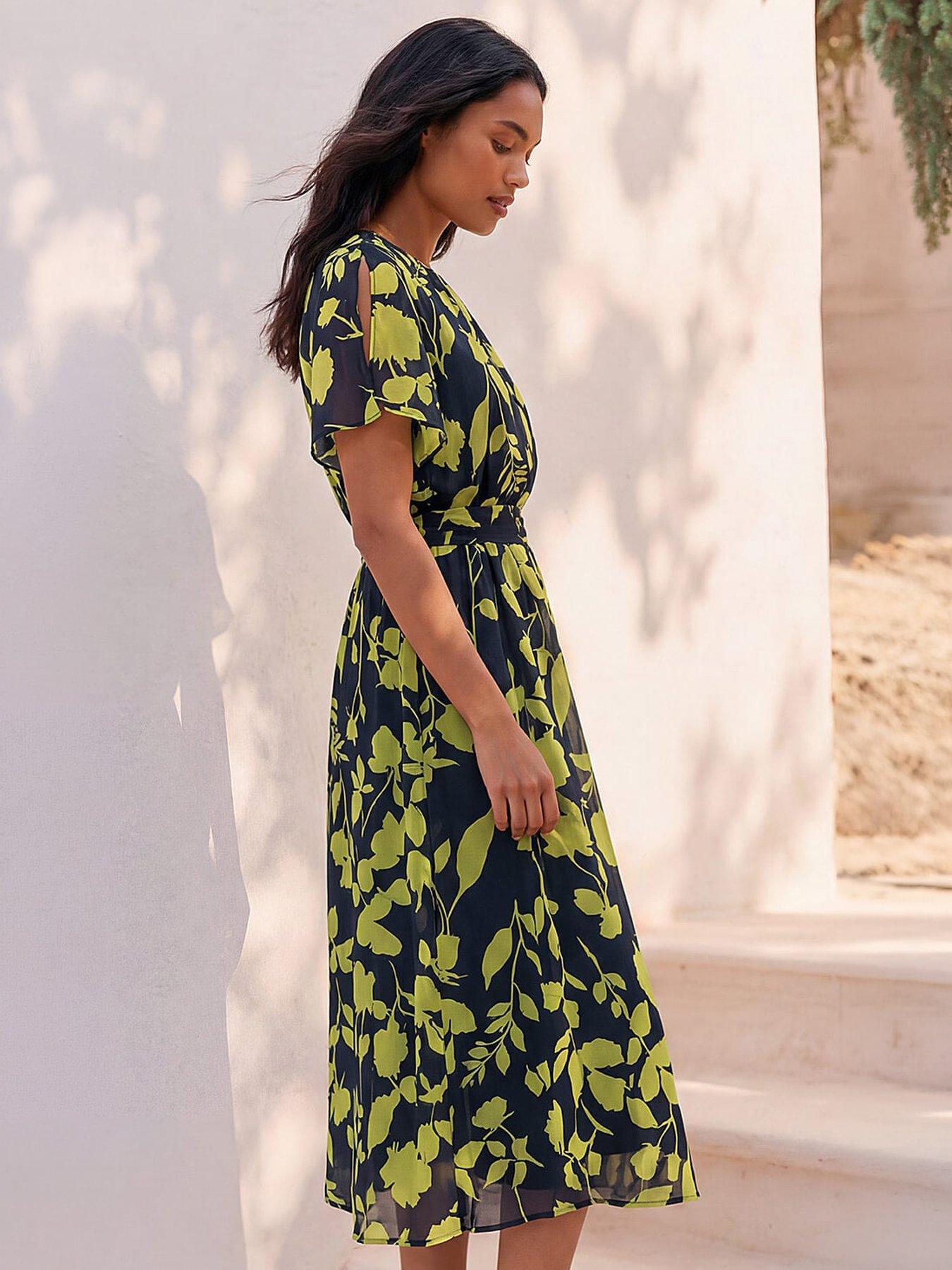 Image 4 of 4 of Roman Floral Split Sleeve Midi Dress