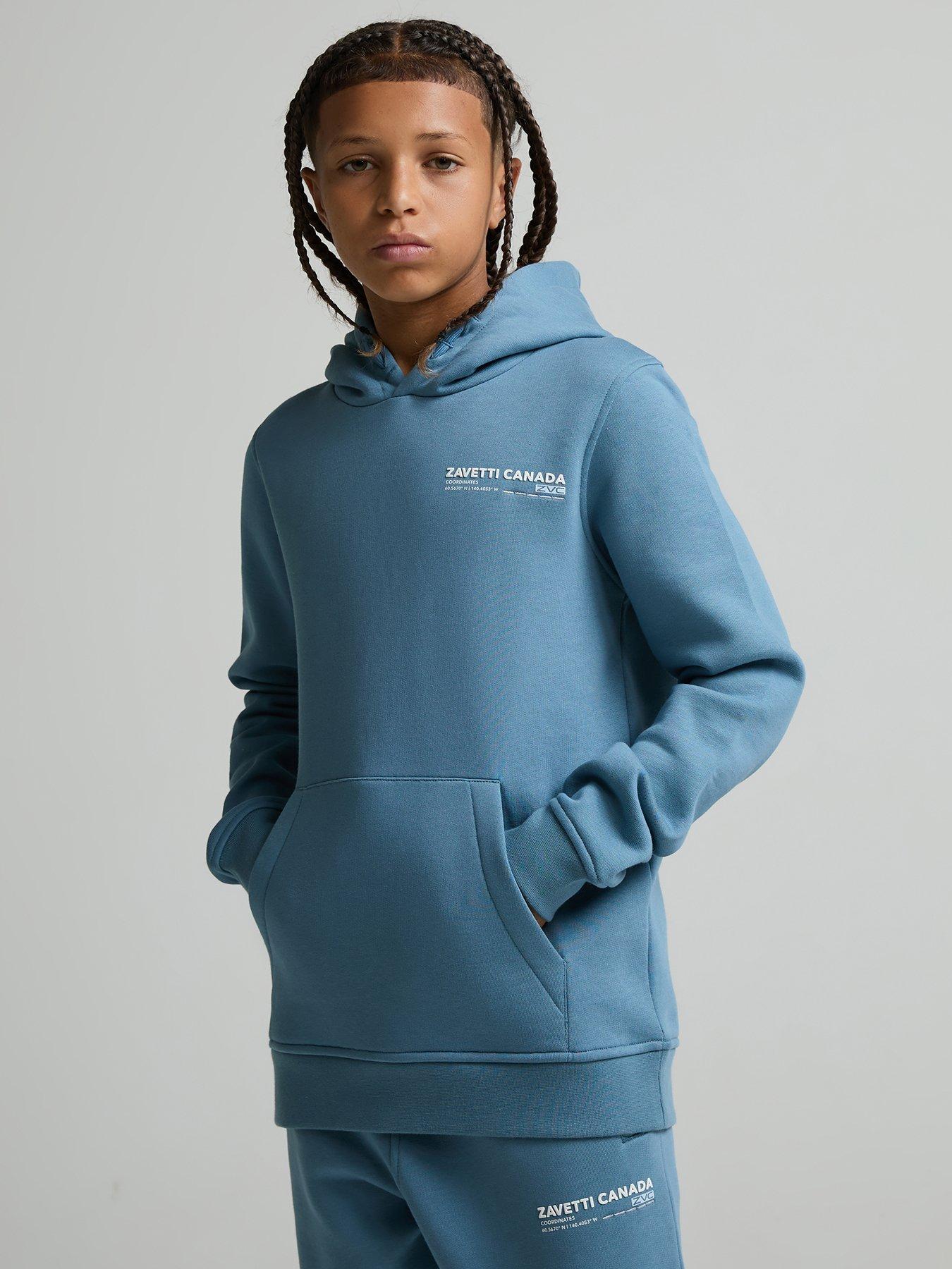 Zavetti Canada Kids' Dimara Overhead Hoodie with Kangaroo Pocket - Dark Grey