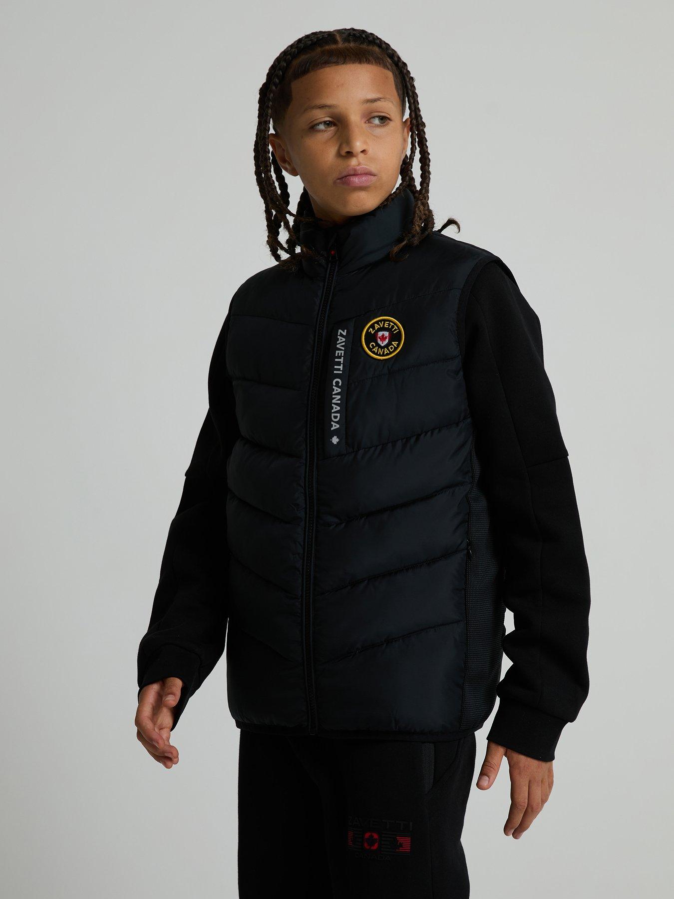 Zavetti Canada Kids' Fallonino 2.0 Hybrid Padded Gilet, Black, Size Age: 12-13 Years