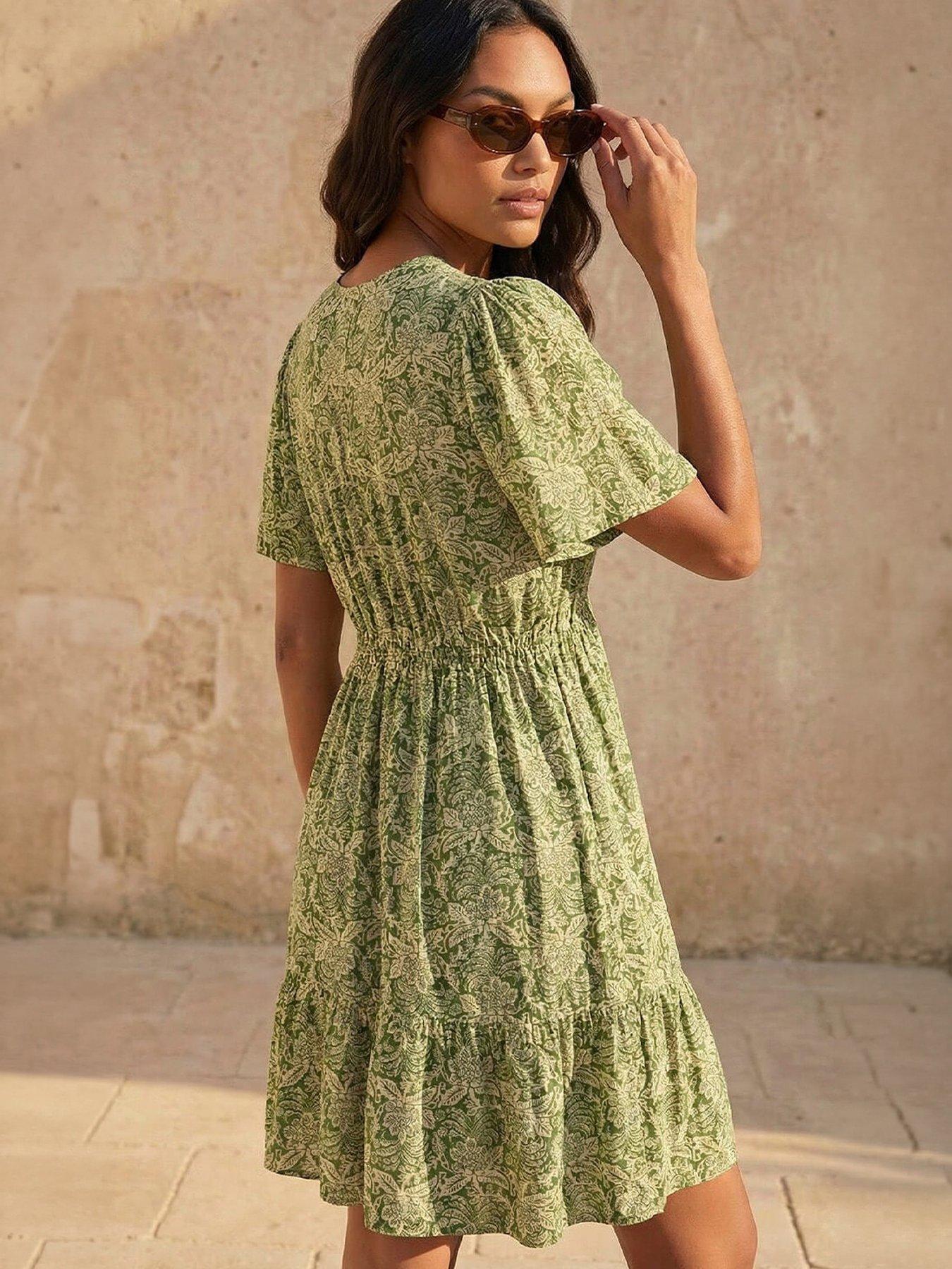 Image 3 of 4 of Roman Abstract Lace Trim Dress