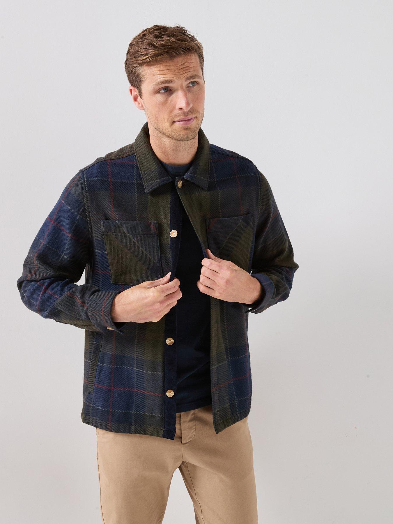 Barbour Large Shadow Tartan Overshirt, Navy, Size 2Xl, Men