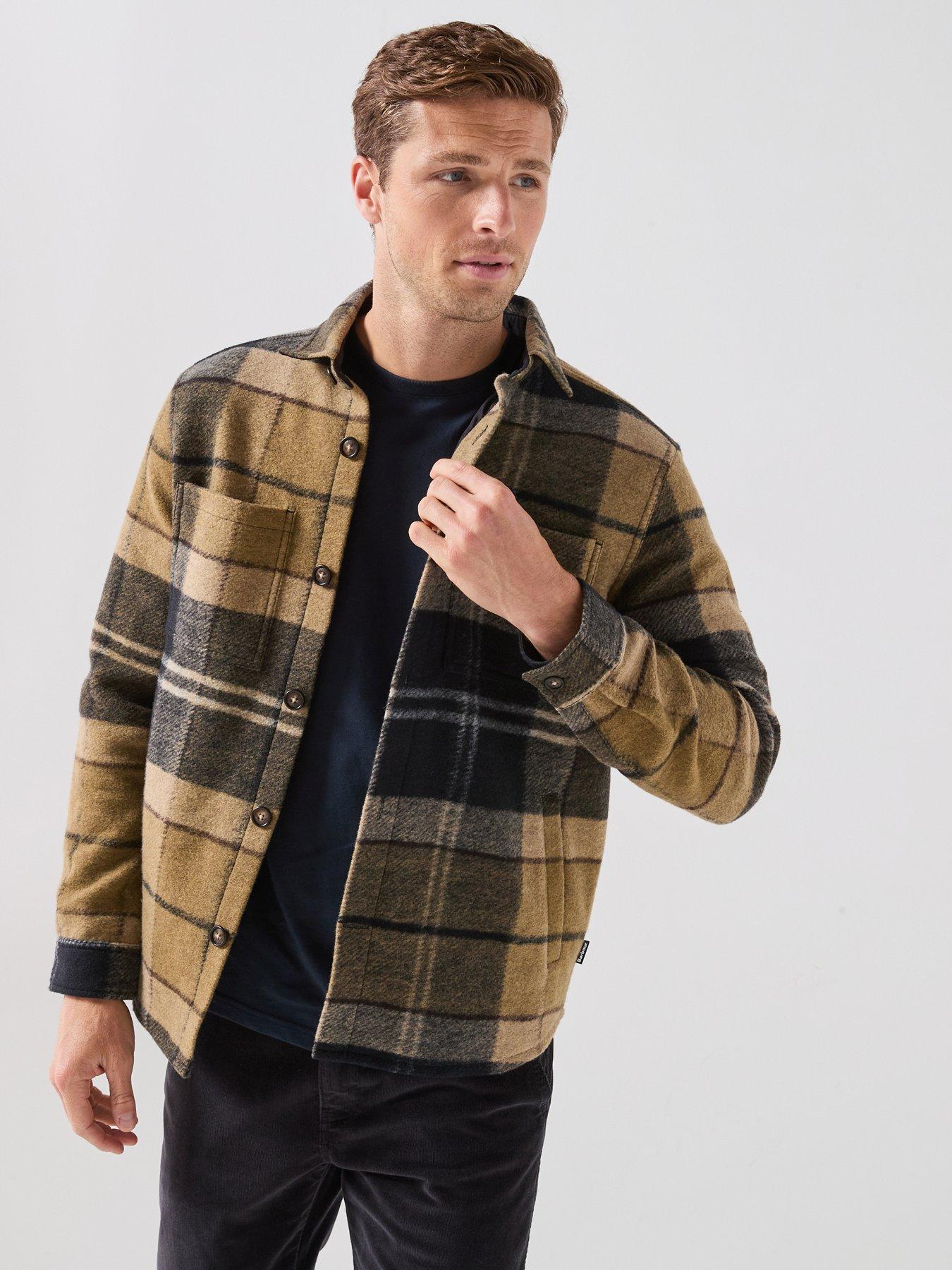 Barbour Men's Woodlane Brushed Birchwood Tartan Overshirt, Beige, Size S, Men