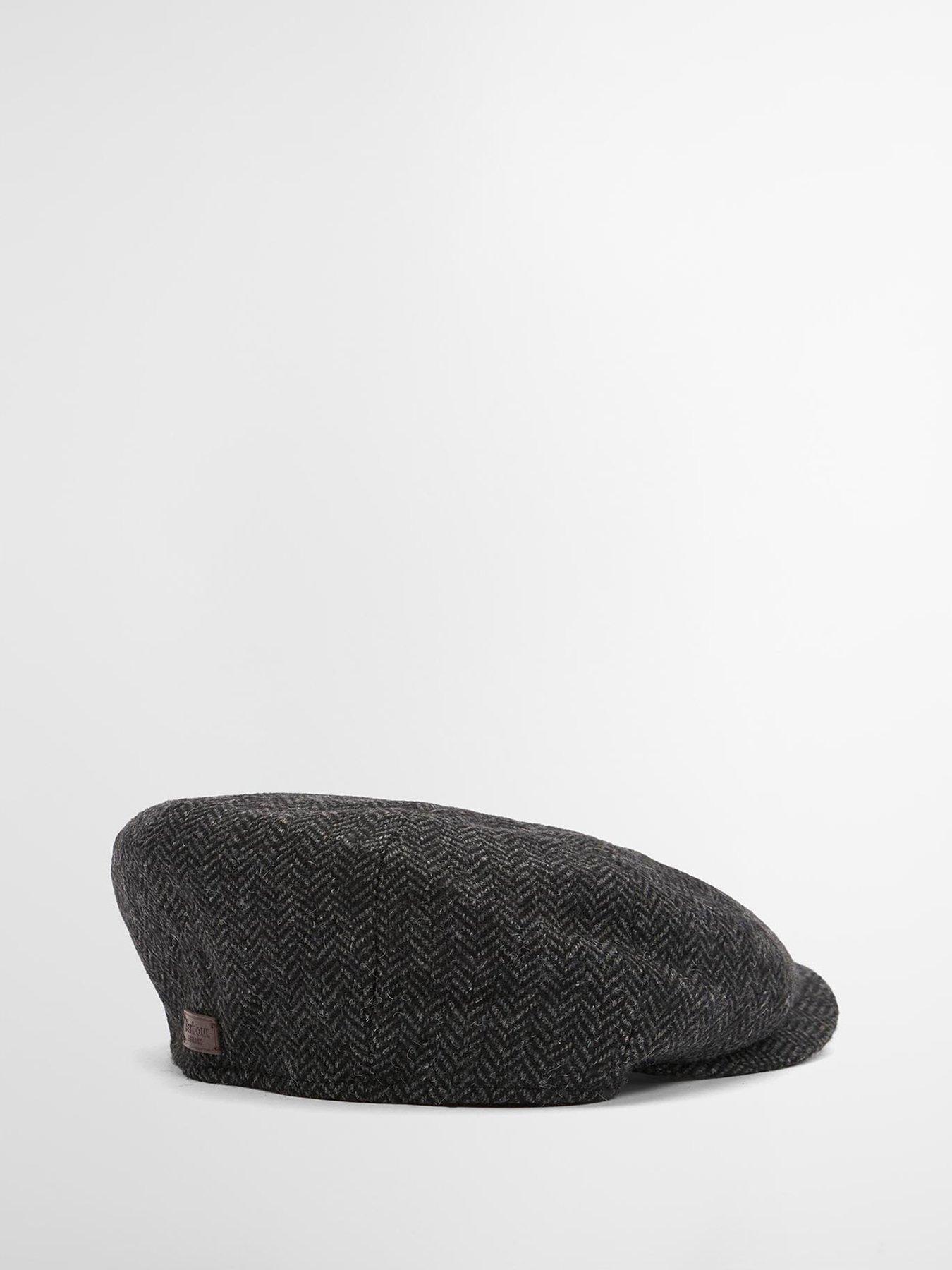 Image 2 of 4 of Barbour Mens Fyne Textured Tweed Herringbone Baker Boy Cap - Grey