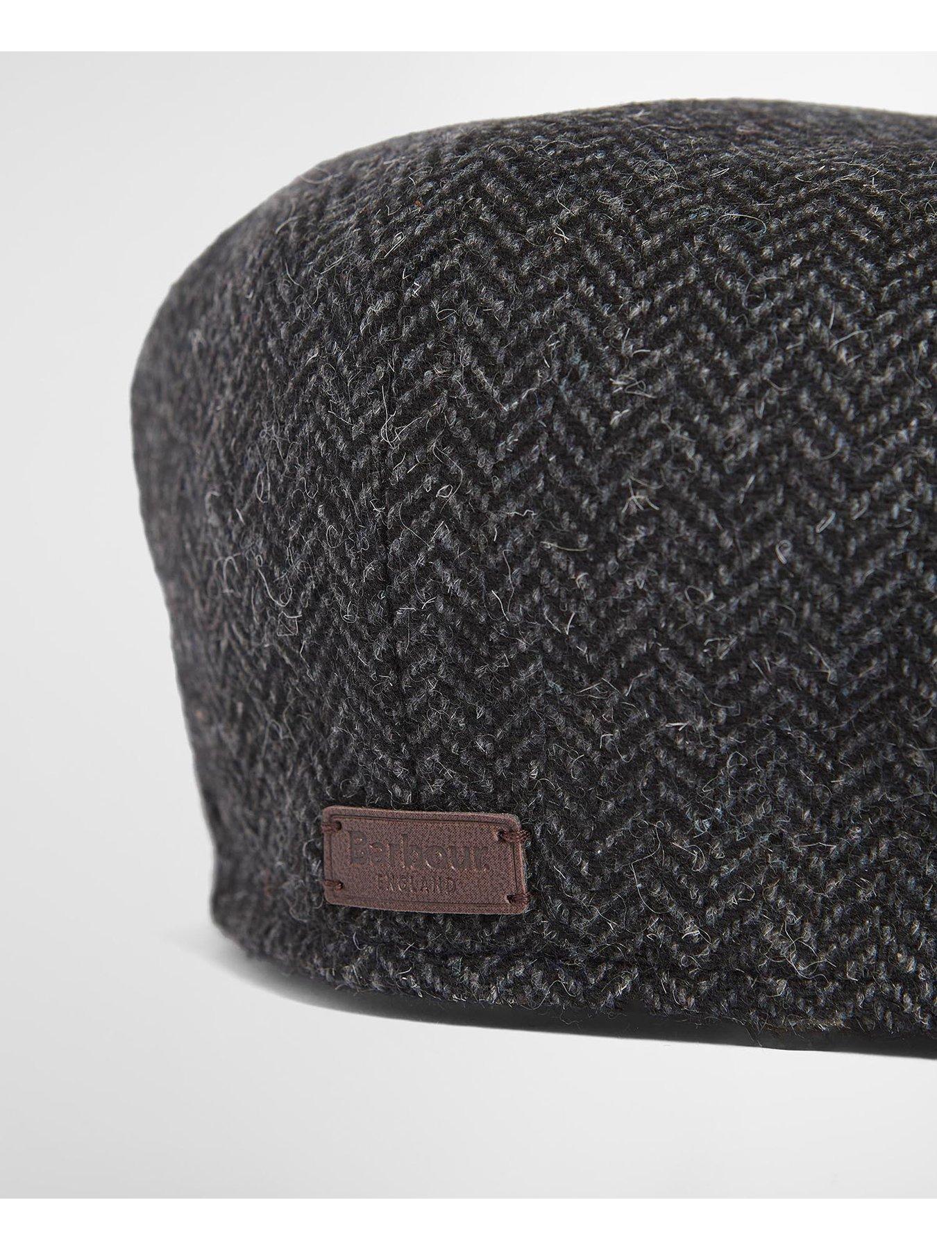 Image 3 of 4 of Barbour Mens Fyne Textured Tweed Herringbone Baker Boy Cap - Grey