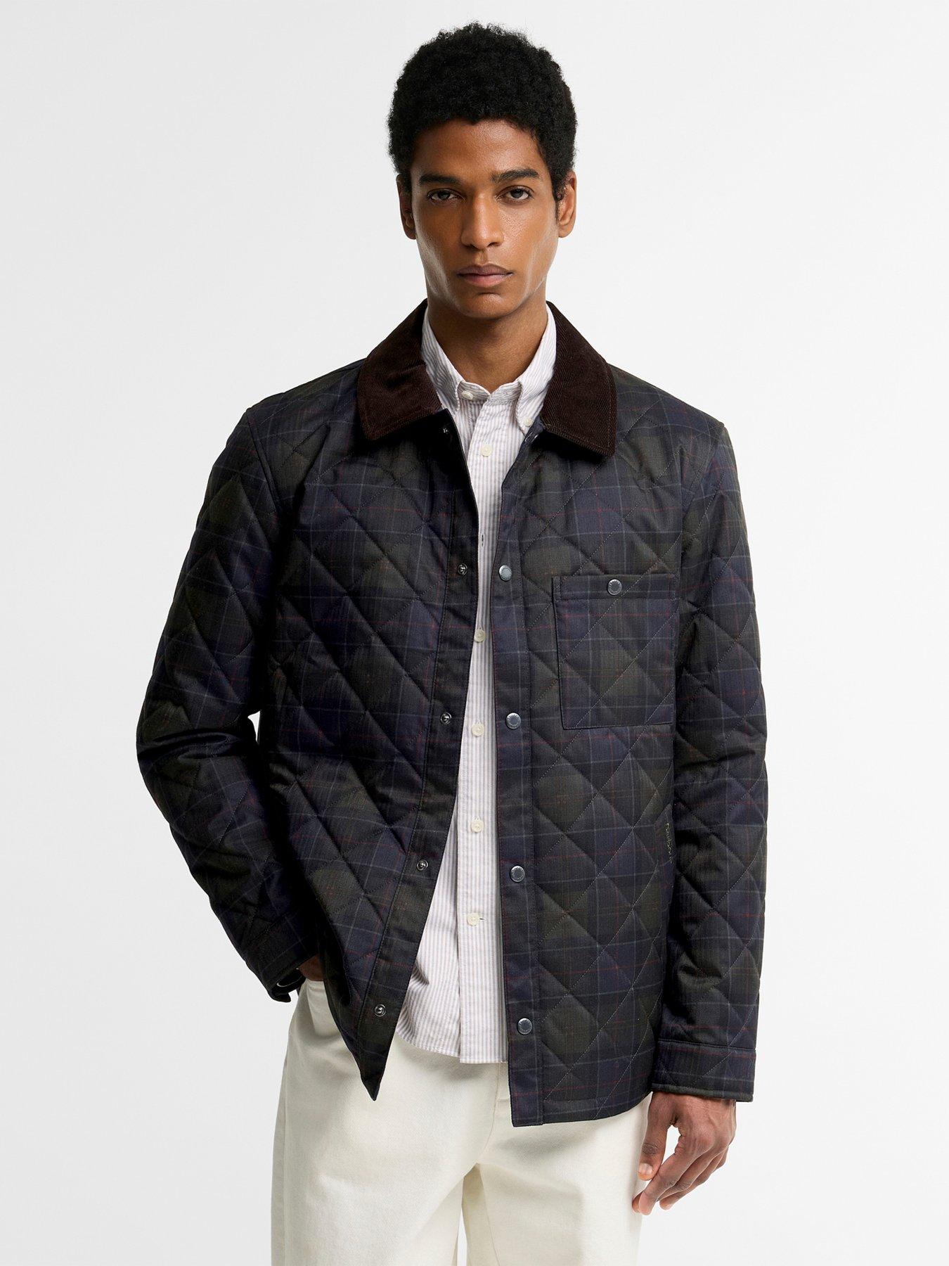 Barbour Tartan Quilted Jacket, Navy, Size S, Men