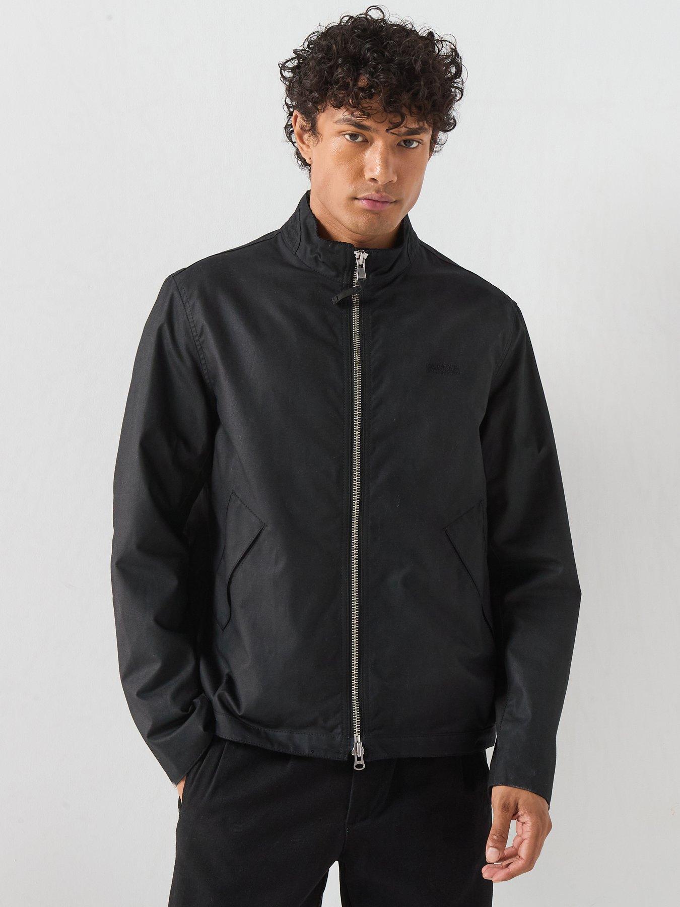 Image 1 of 6 of Barbour International Mens Outpost Waxed Cotton Funnel Neck Jacket - Black