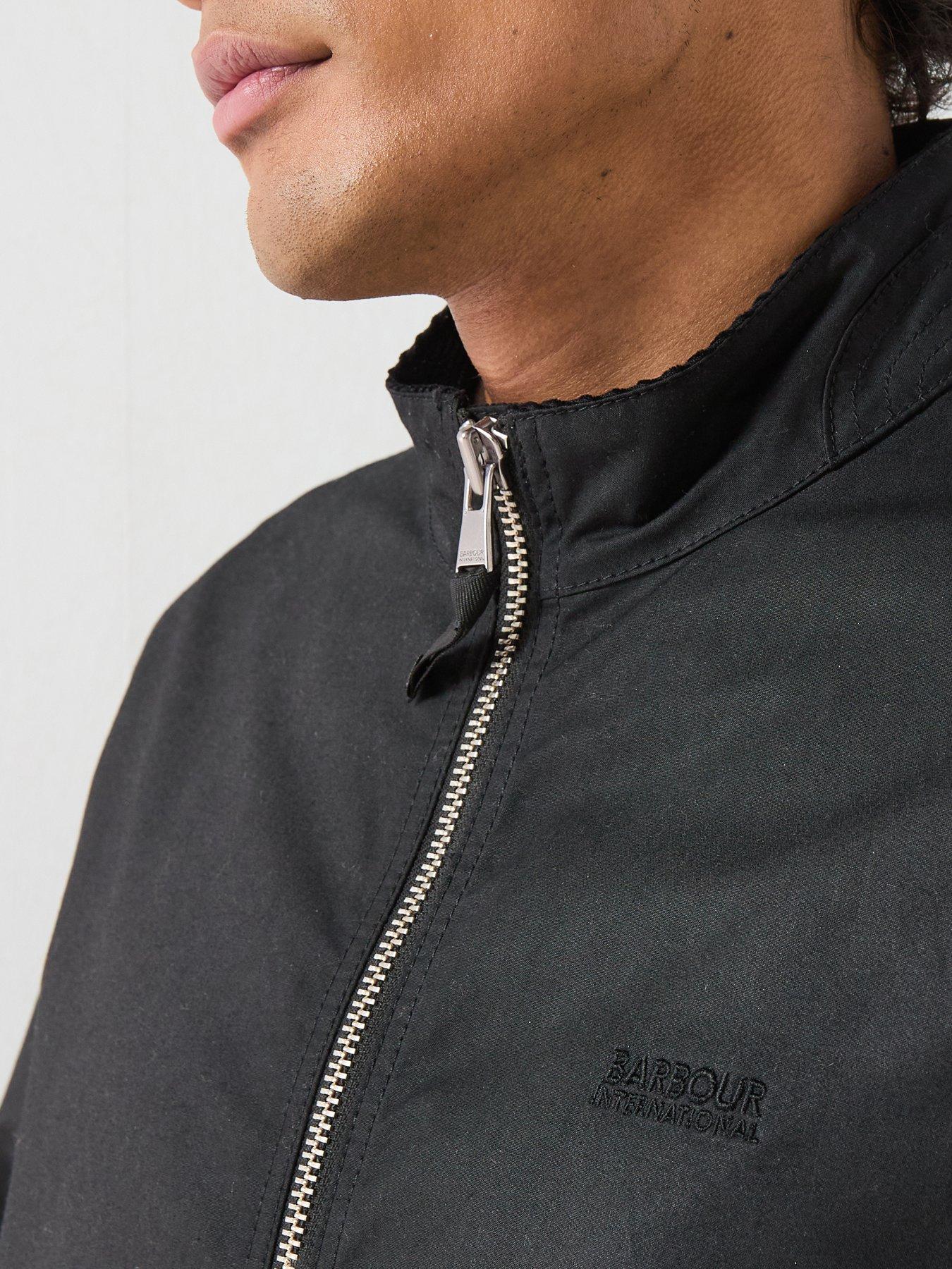 Image 4 of 6 of Barbour International Mens Outpost Waxed Cotton Funnel Neck Jacket - Black