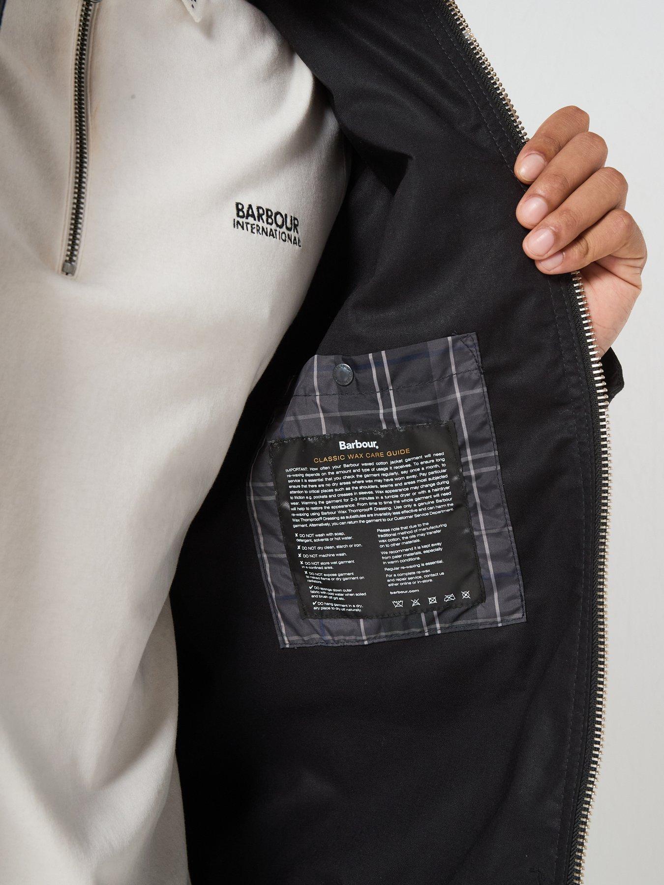 Image 5 of 6 of Barbour International Mens Outpost Waxed Cotton Funnel Neck Jacket - Black