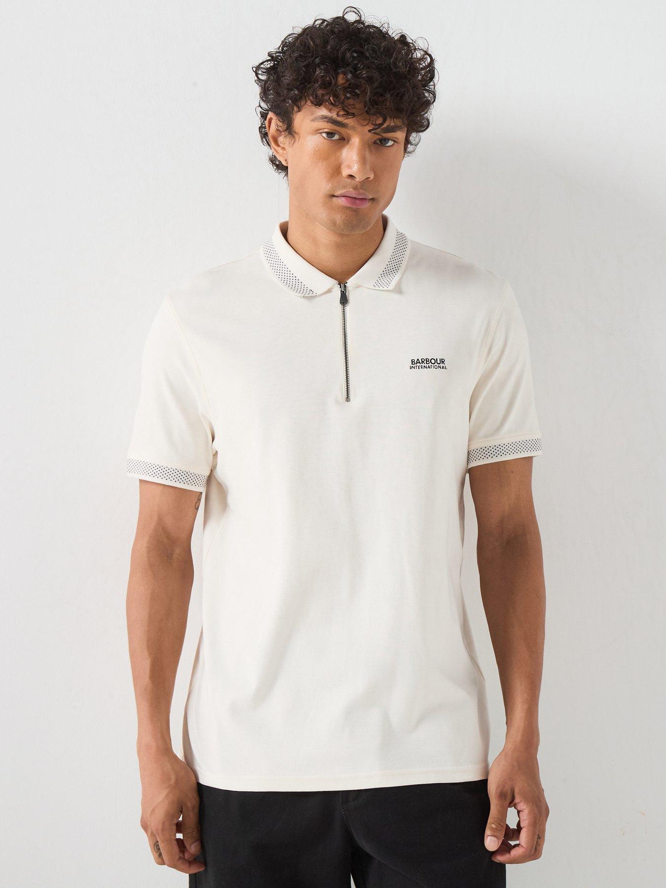 Barbour International International Owts Zipped Polo Shirt, White, Size 2Xl, Men