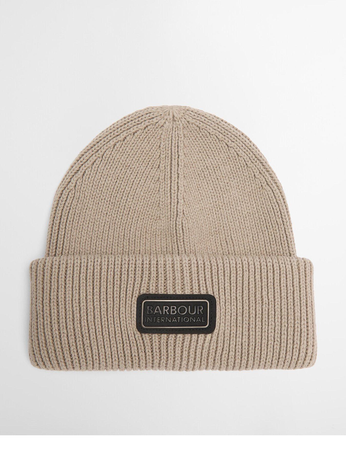 Barbour International Mens Rib-Knit Craywell Beanie Hat - Beige