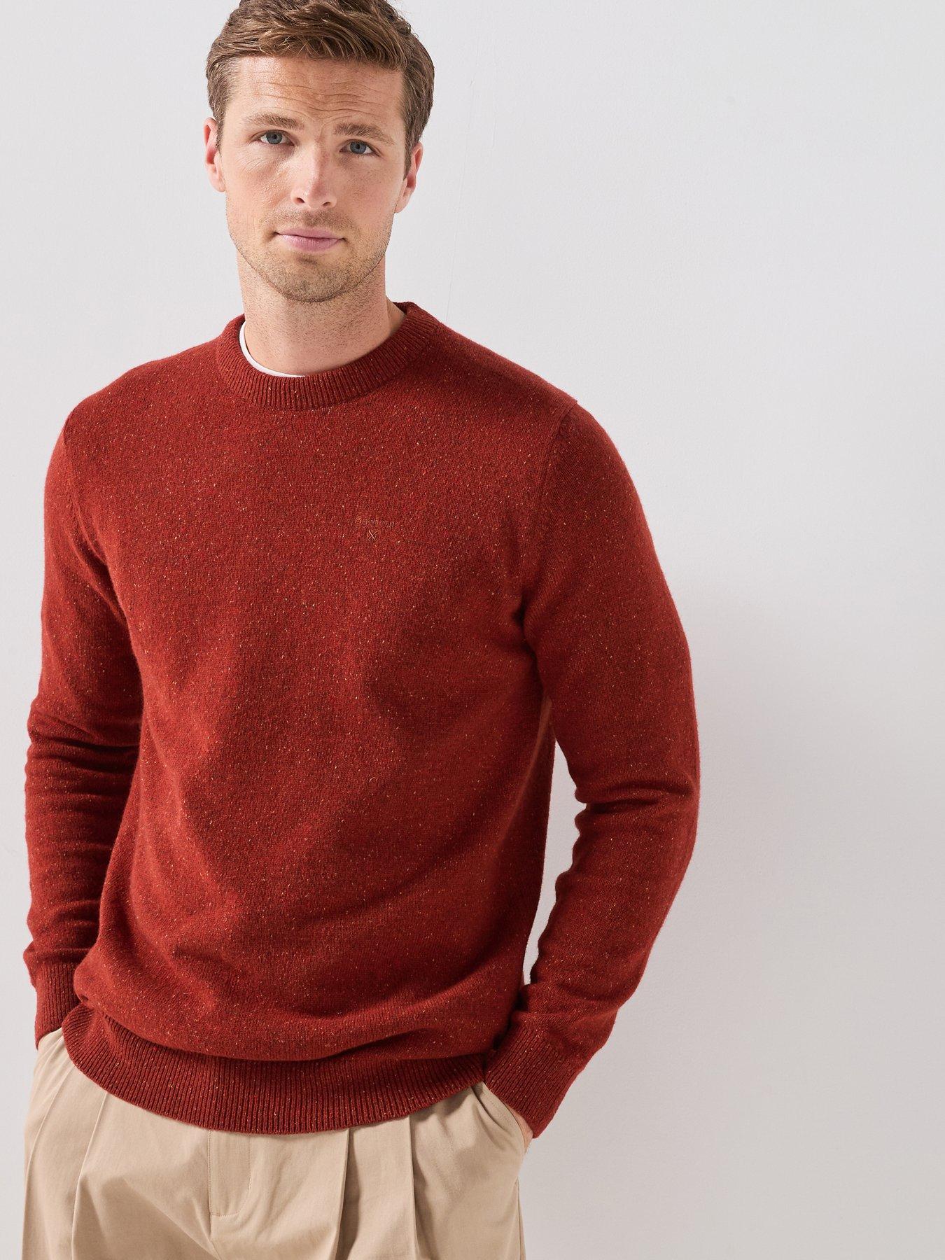 Image 1 of 6 of Barbour Mens Tisbury Wool-Rich Silk-Blend Crew Neck Jumper - Red