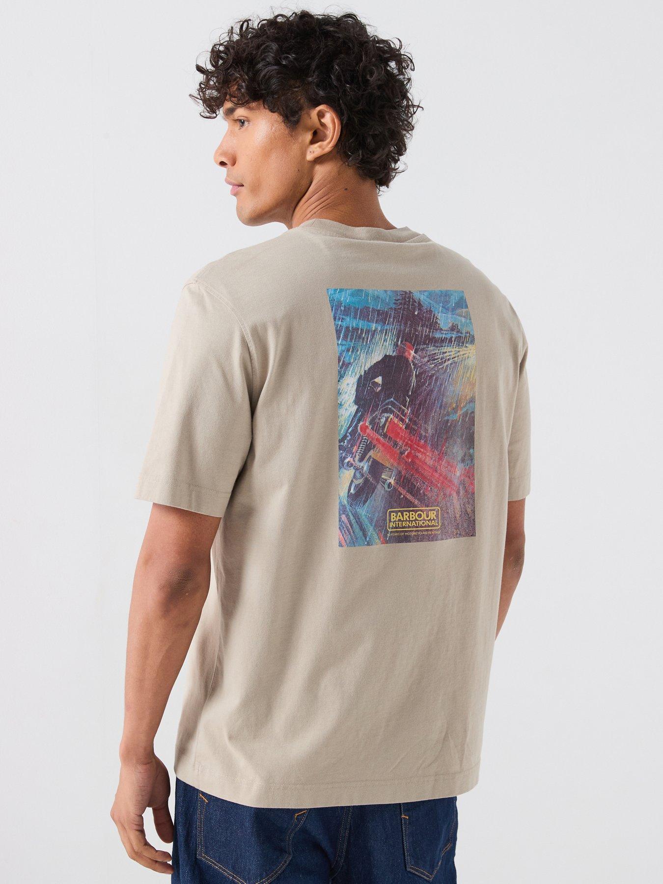Barbour International Taylor Archive Back Graphic T-Shirt, Cream, Size L, Men
